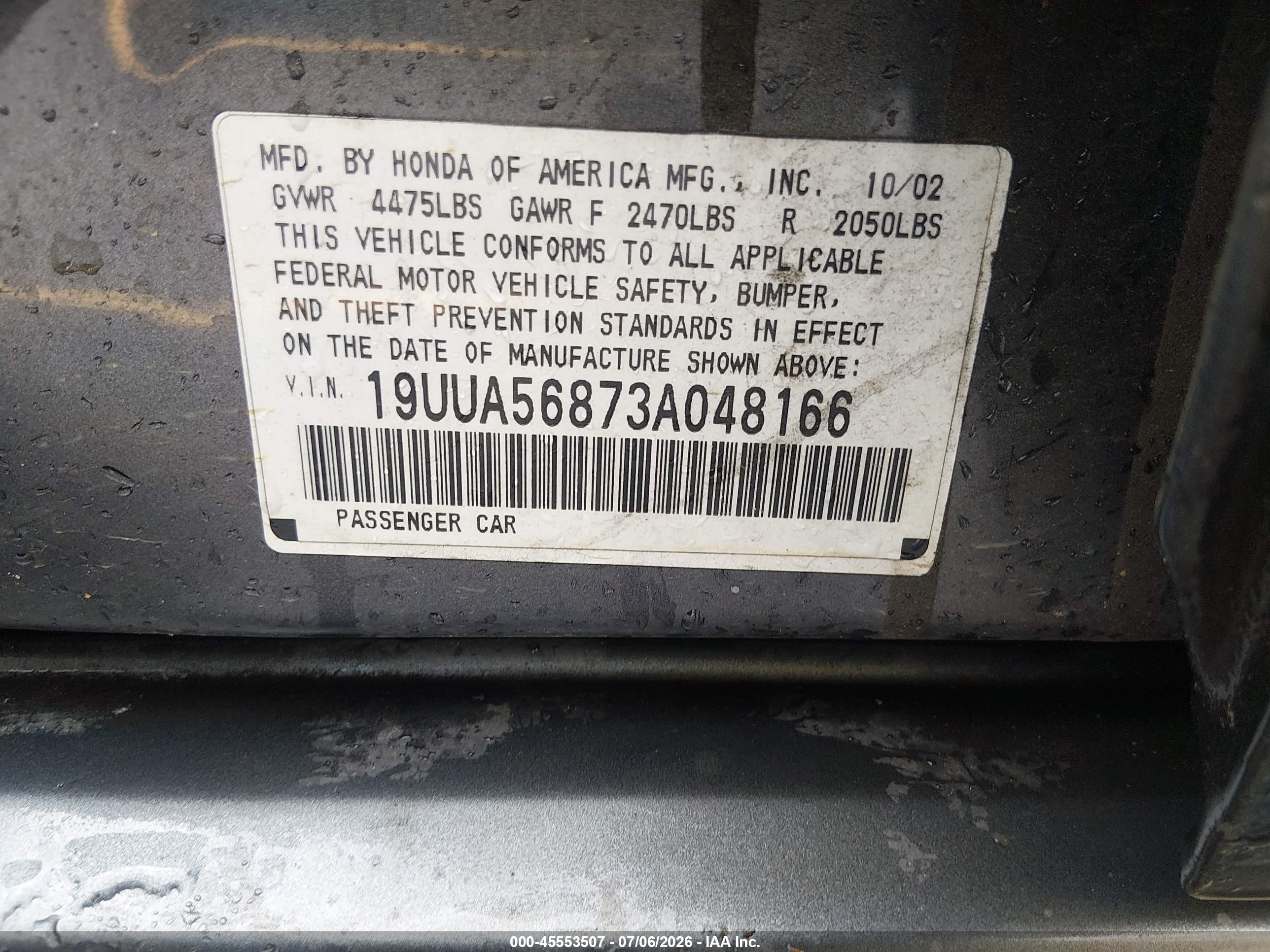 2003 Acura Tl 3.2 Type S Gray vin: 19UUA56873A048166