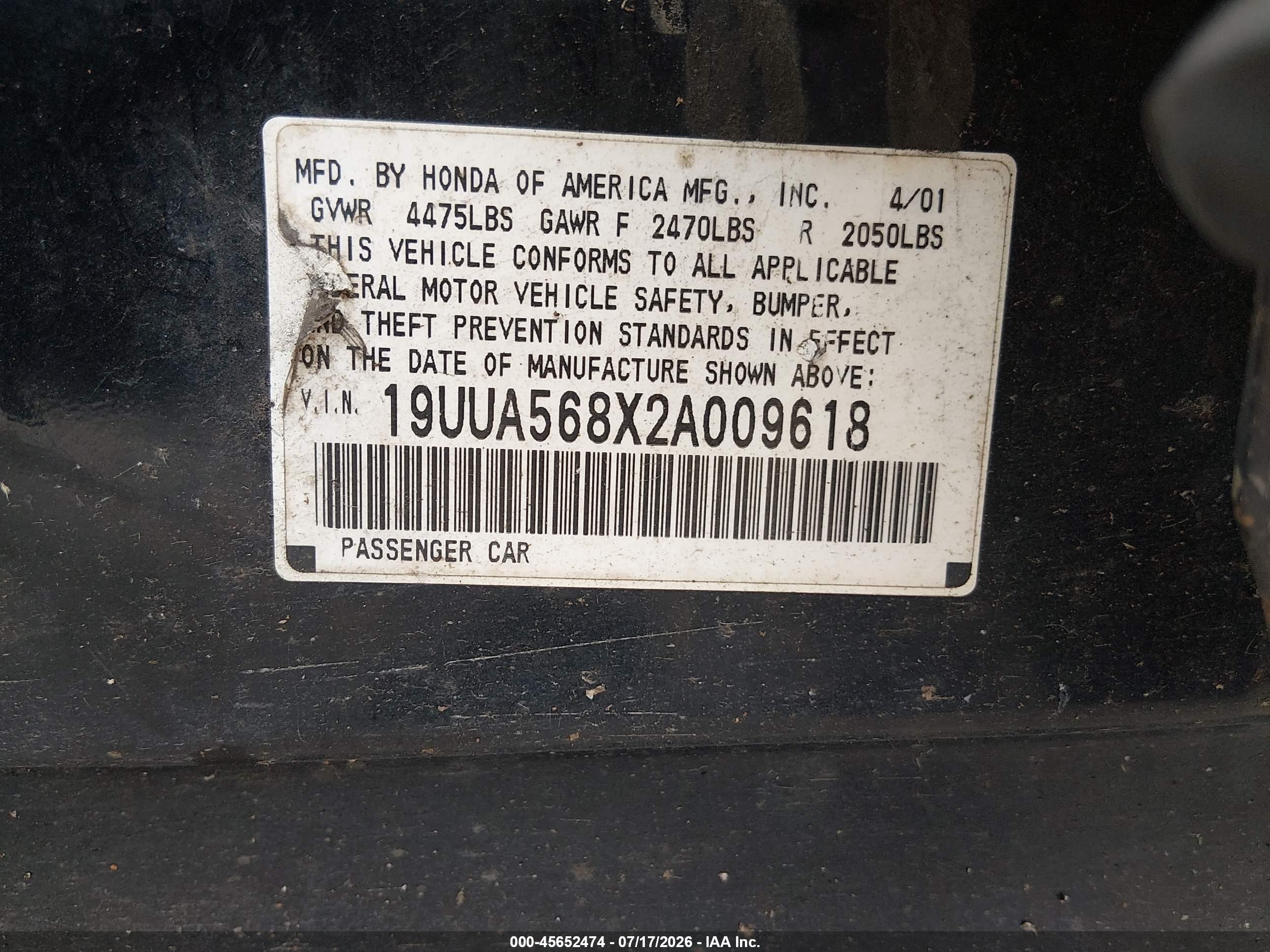 2002 Acura Tl 3.2 Type S Black vin: 19UUA568X2A009618