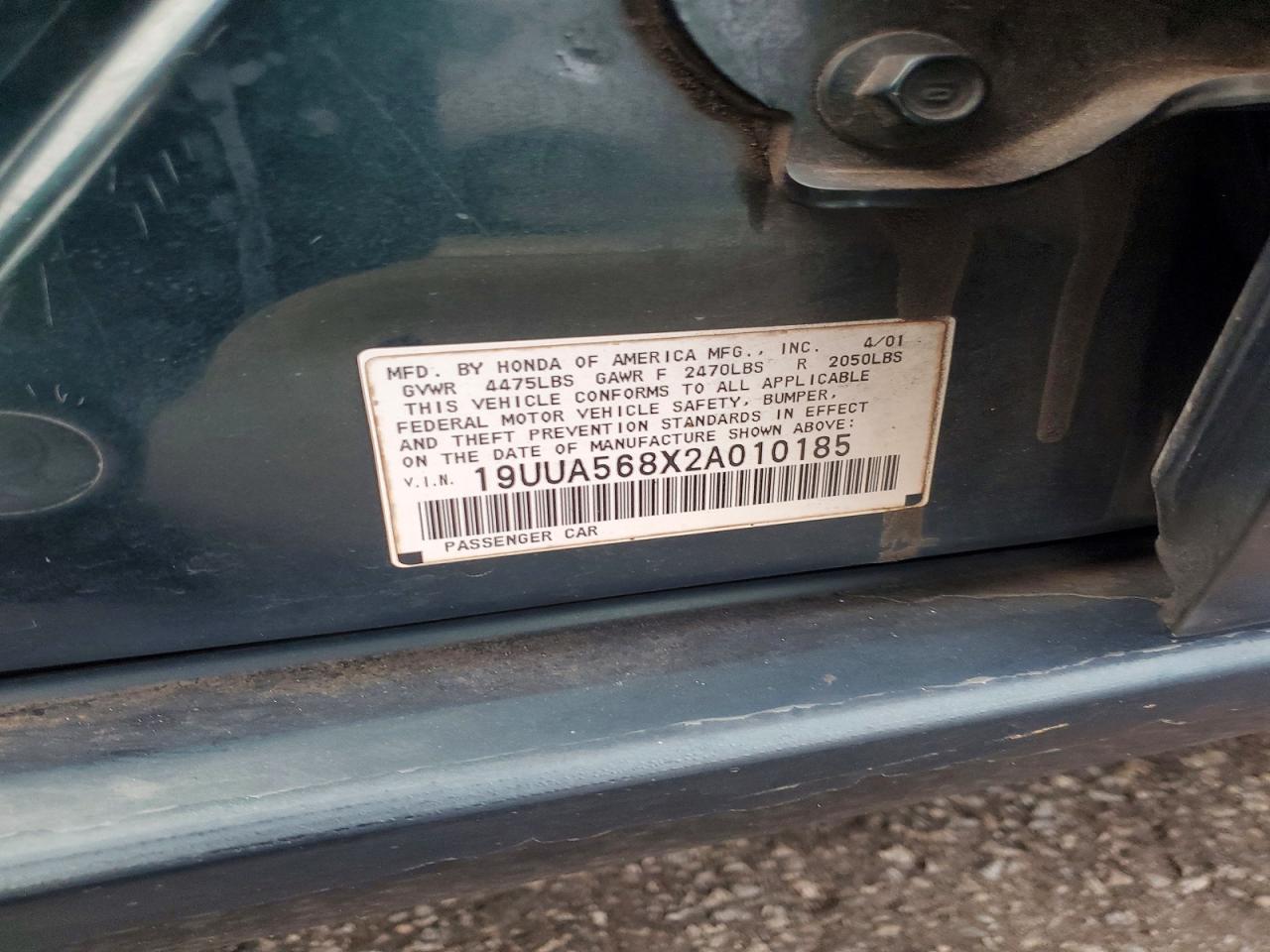 2002 Acura 3.2tl Type-s Green vin: 19UUA568X2A010185
