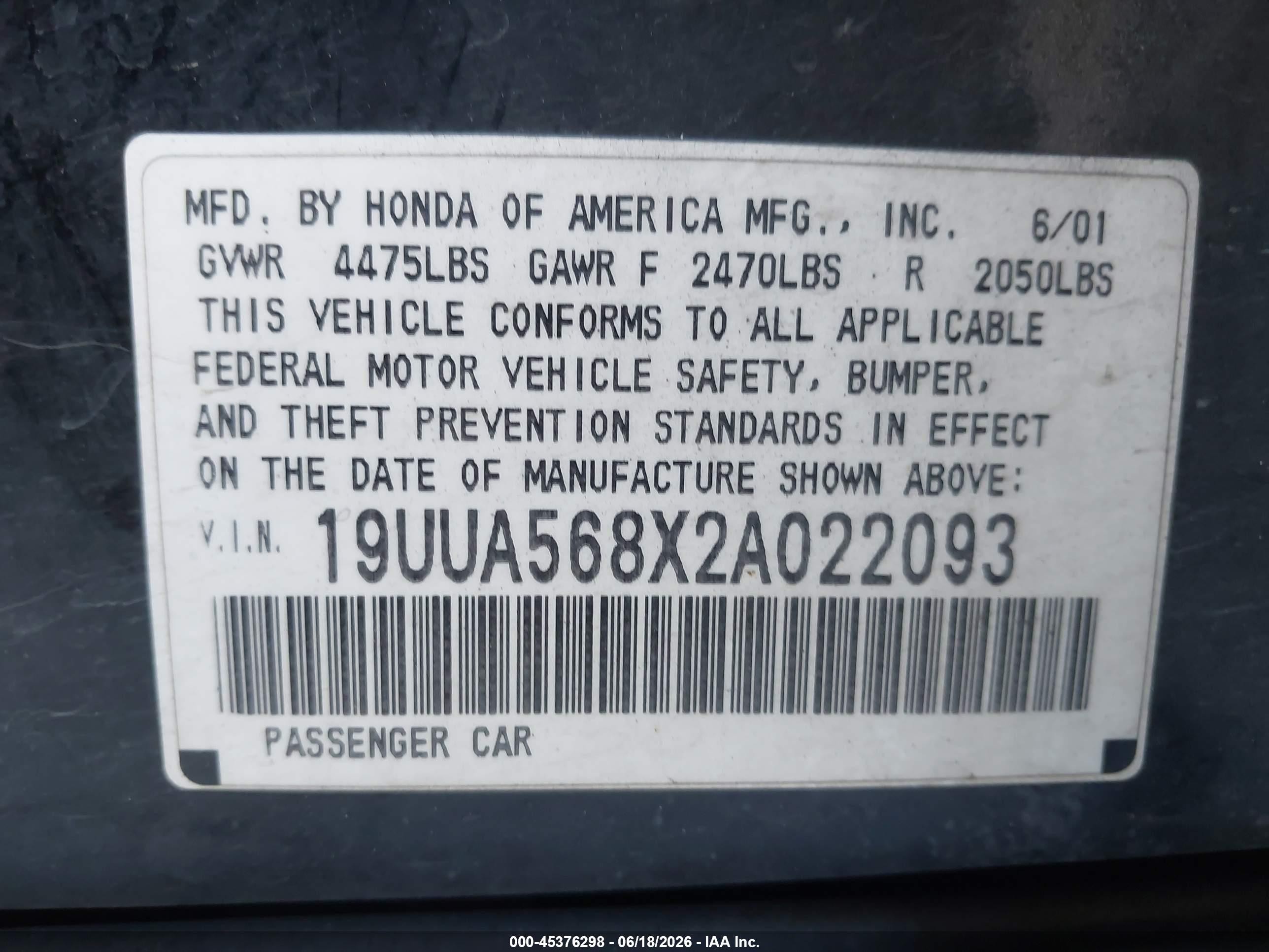2002 Acura Tl 3.2 Type S Black vin: 19UUA568X2A022093