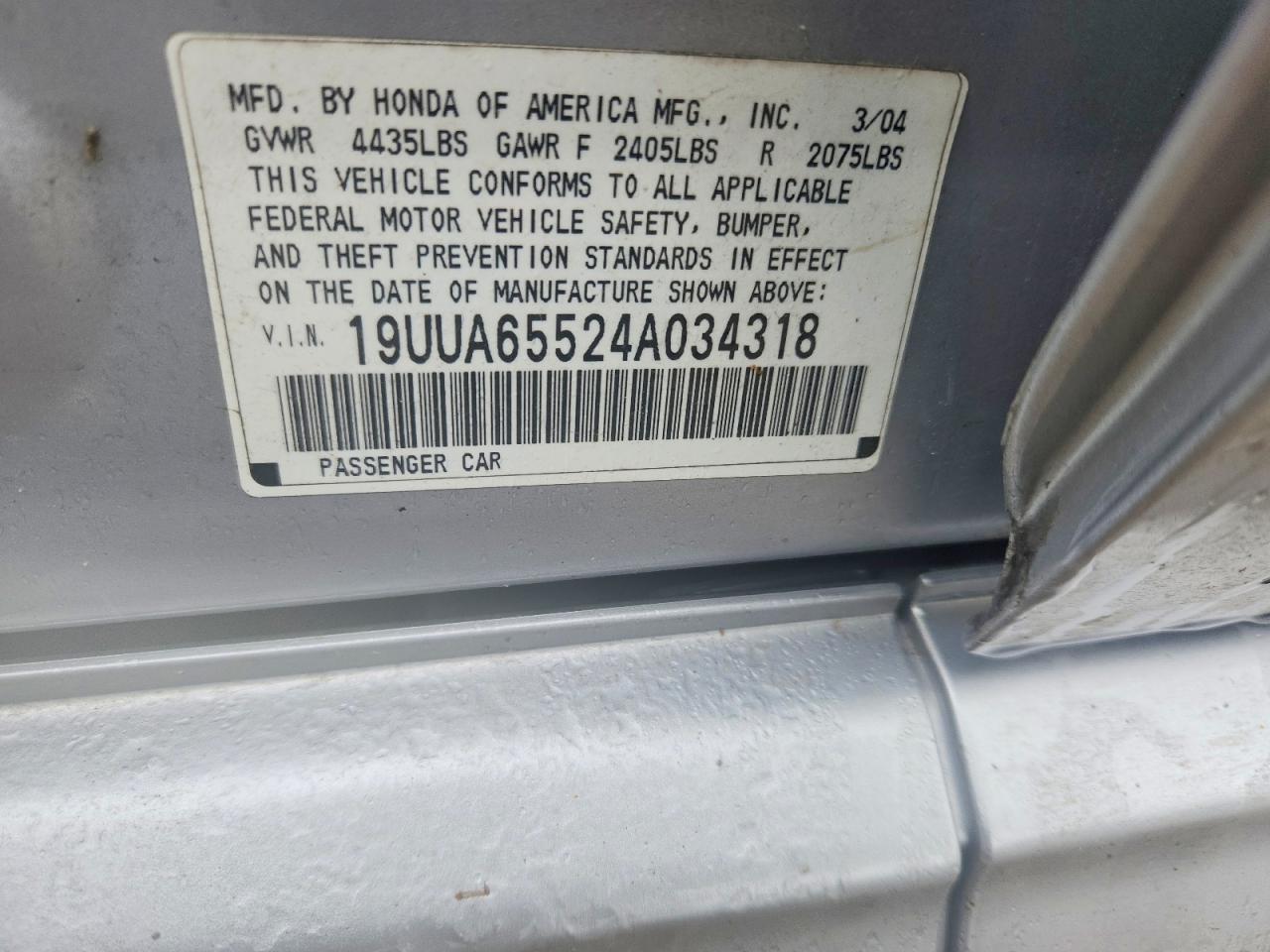 2004 Acura Tl Silver vin: 19UUA65524A034318