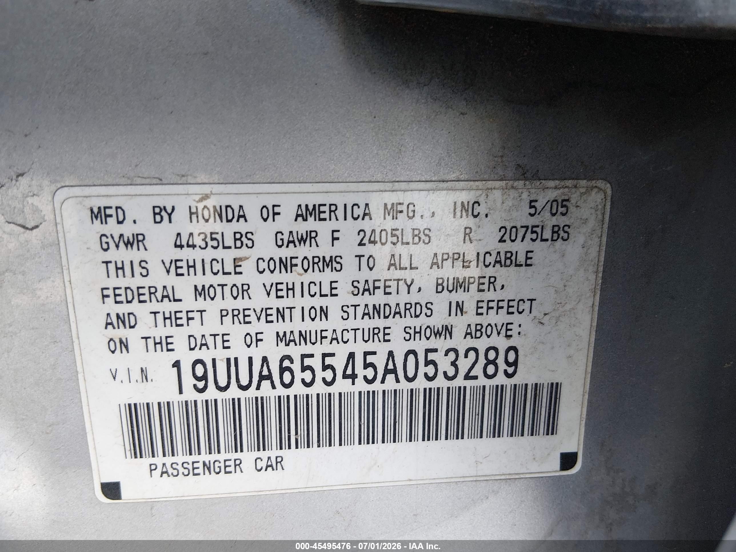 2005 Acura Tl   Silver vin: 19UUA65545A053289