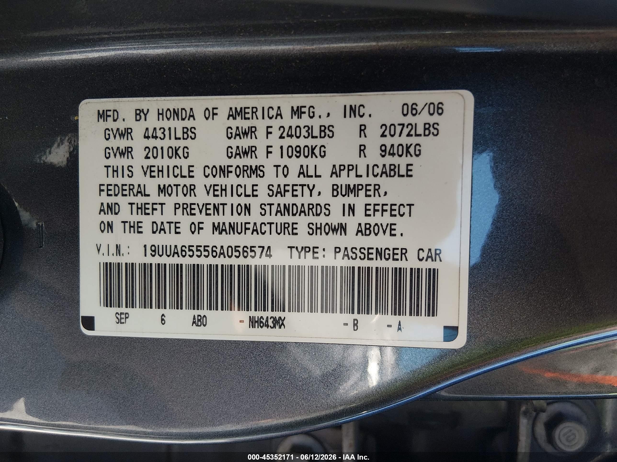 2006 Acura Tl   Silver vin: 19UUA65556A056574