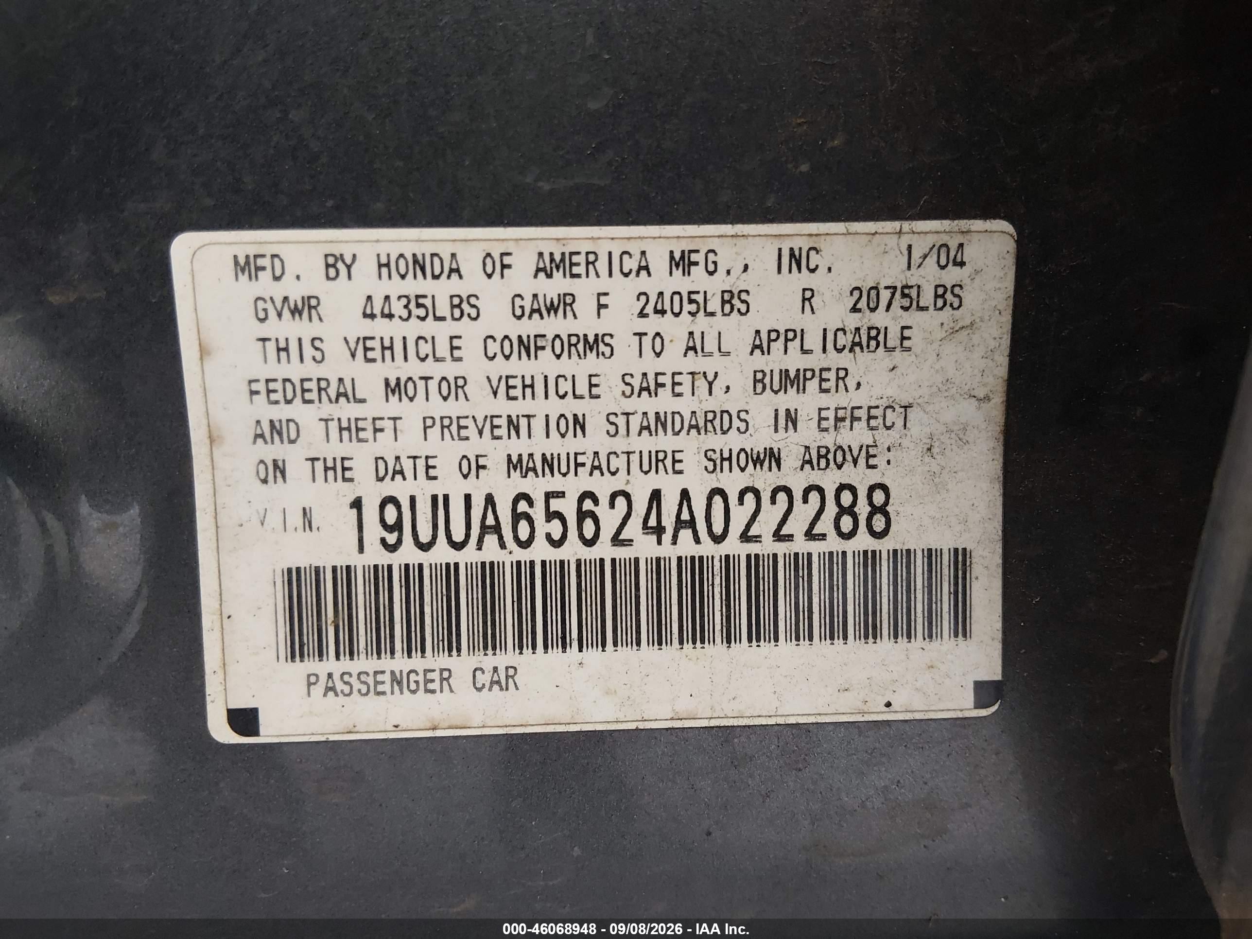 2004 Acura Tl   Gray vin: 19UUA65624A022288