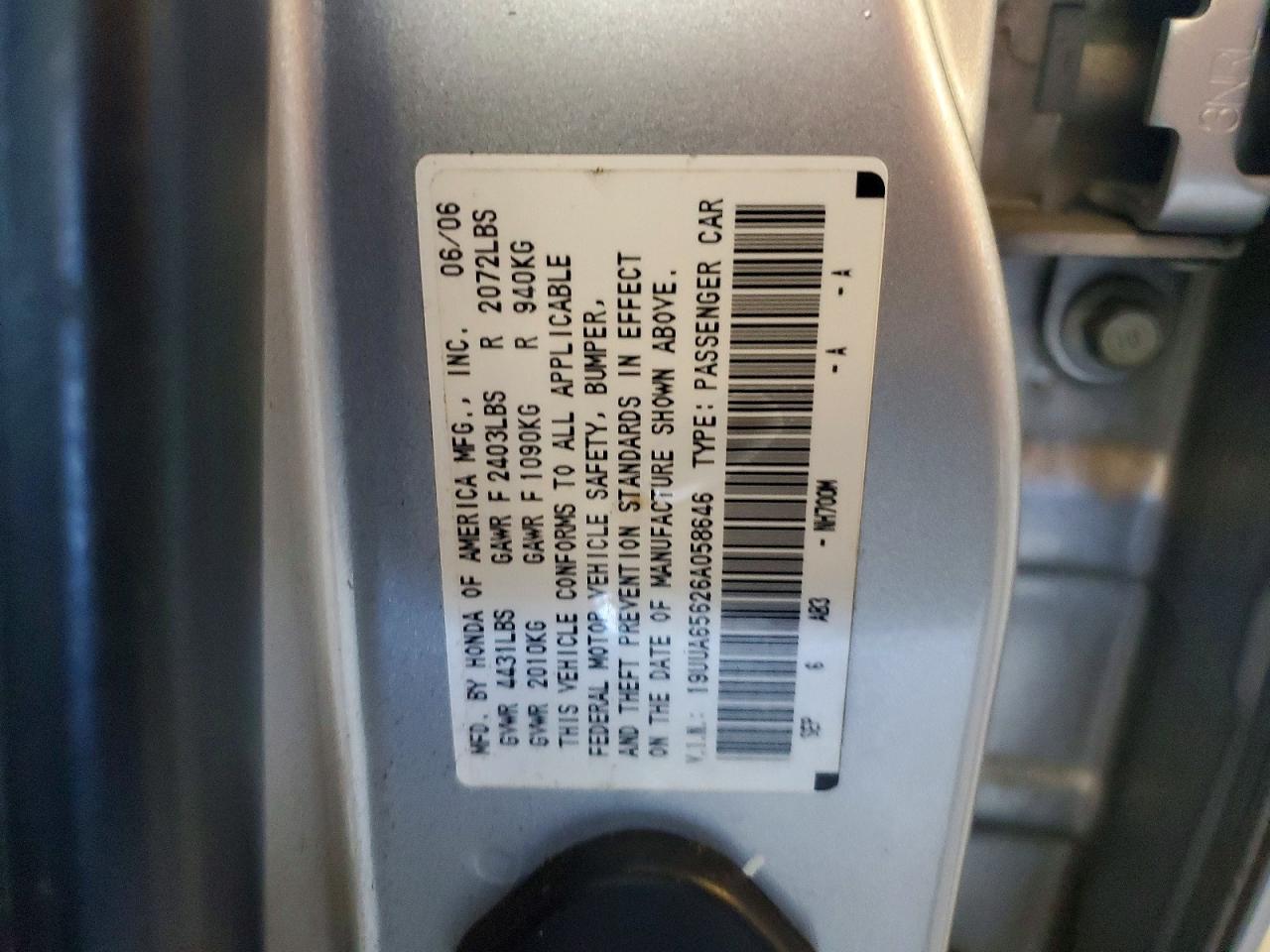 2006 Acura 3.2tl Silver vin: 19UUA65626A058646