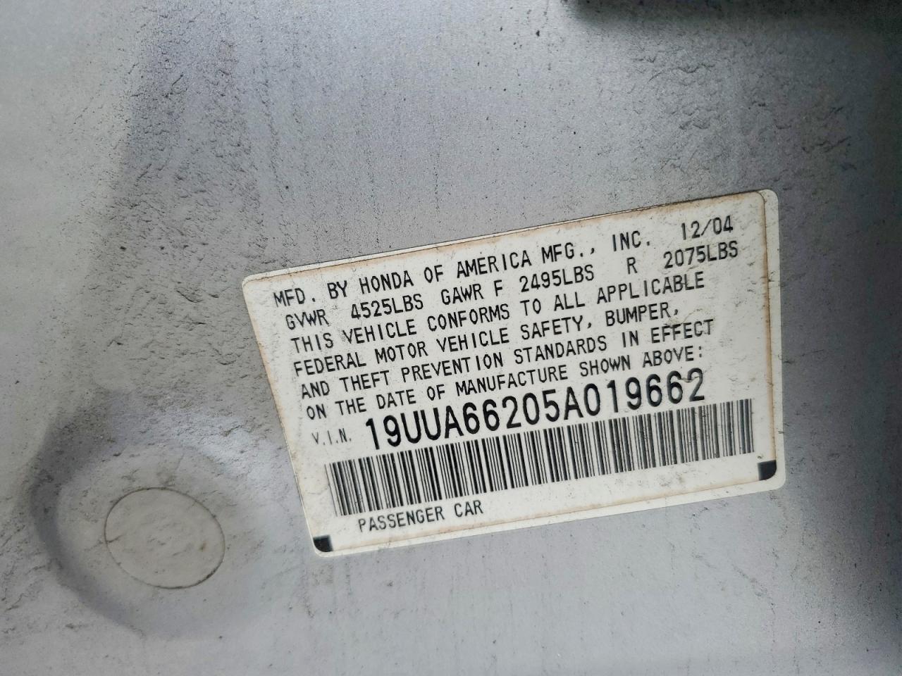 2005 Acura Tl Silver vin: 19UUA66205A019662
