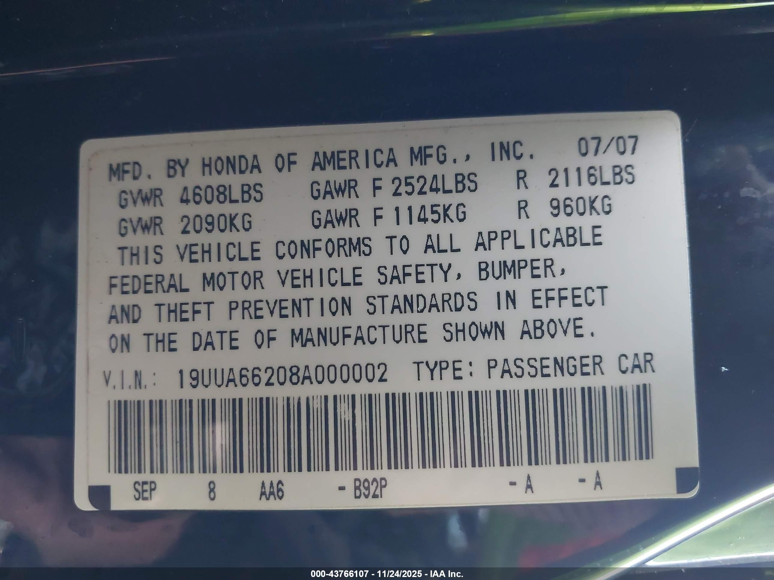 2008 Acura Tl 3.2 Black vin: 19UUA66208A000002
