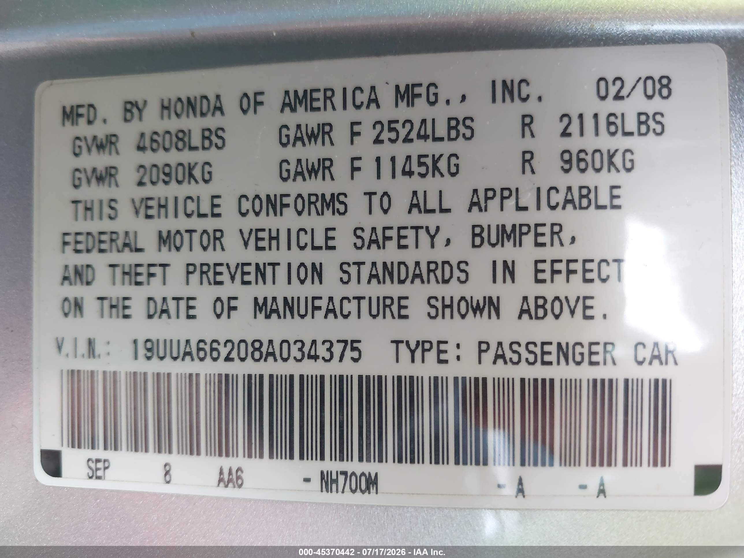 2008 Acura Tl 3.2 Silver vin: 19UUA66208A034375
