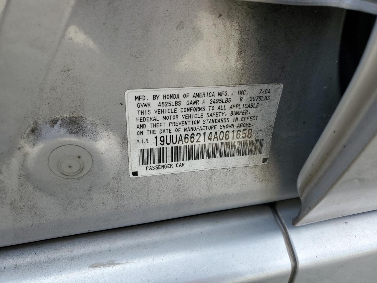 2004 Acura Tl Серебряный vin: 19UUA66214A061658