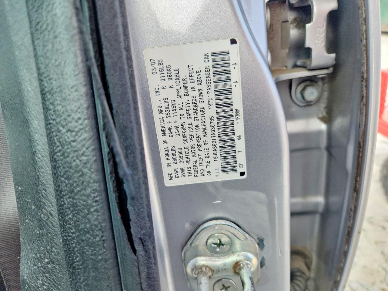 2007 Acura Tl Silver vin: 19UUA66217A030785