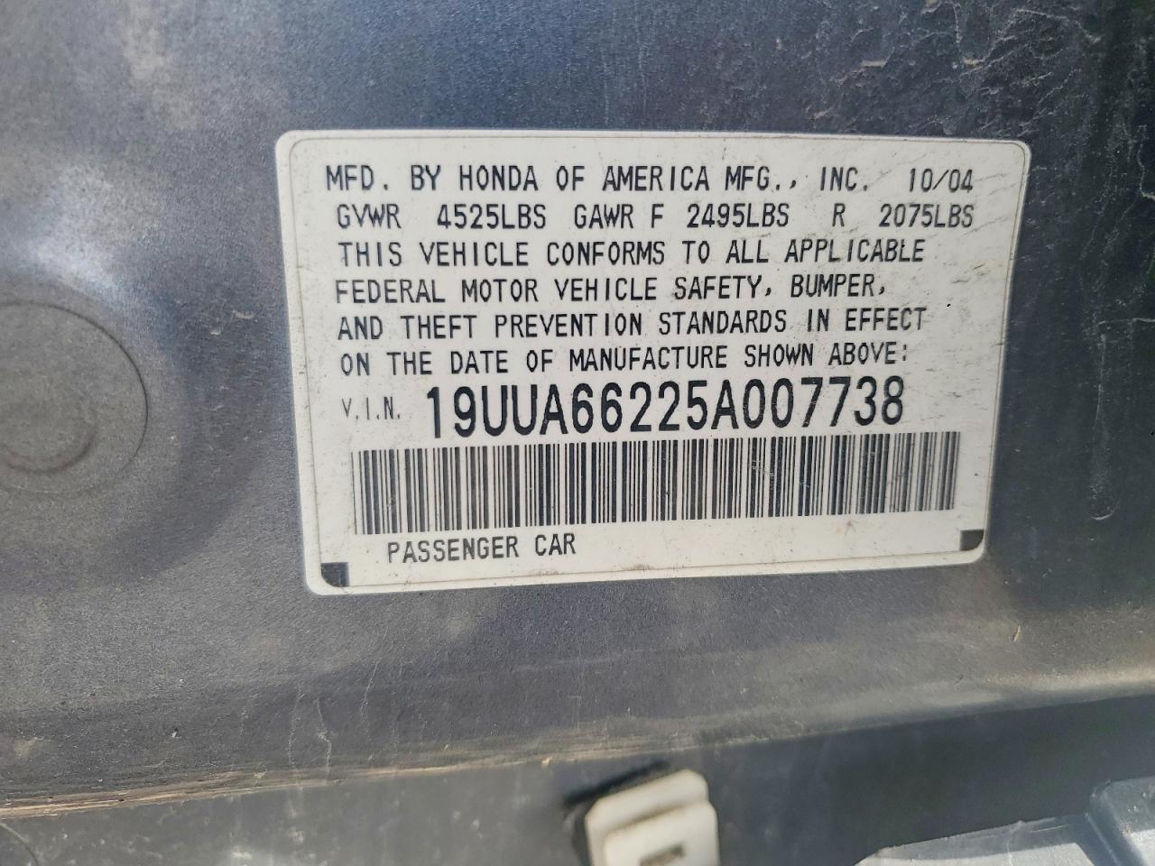 2005 Acura Tl Gray vin: 19UUA66225A007738