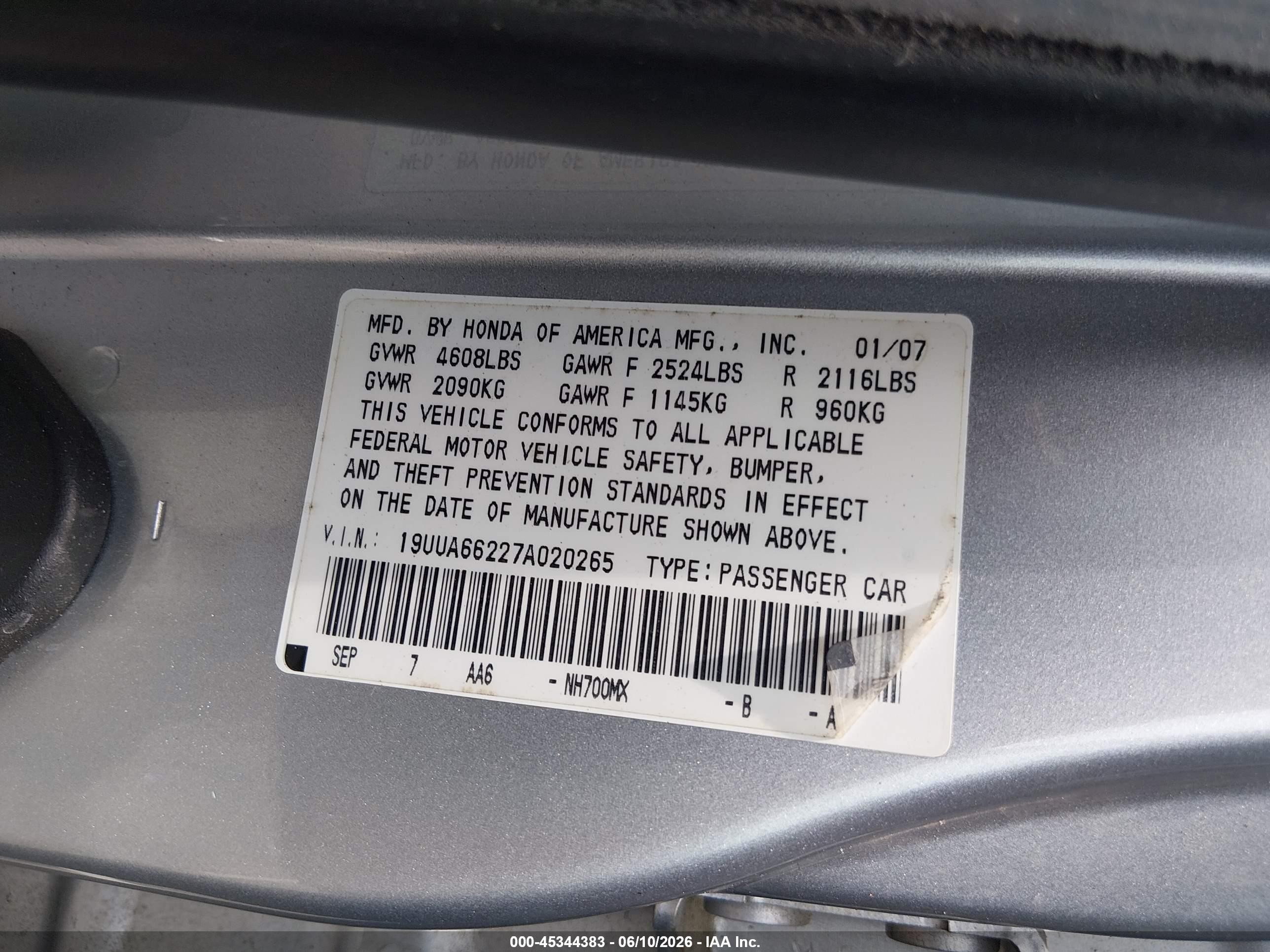 2007 Acura Tl 3.2 Серебряный vin: 19UUA66227A020265