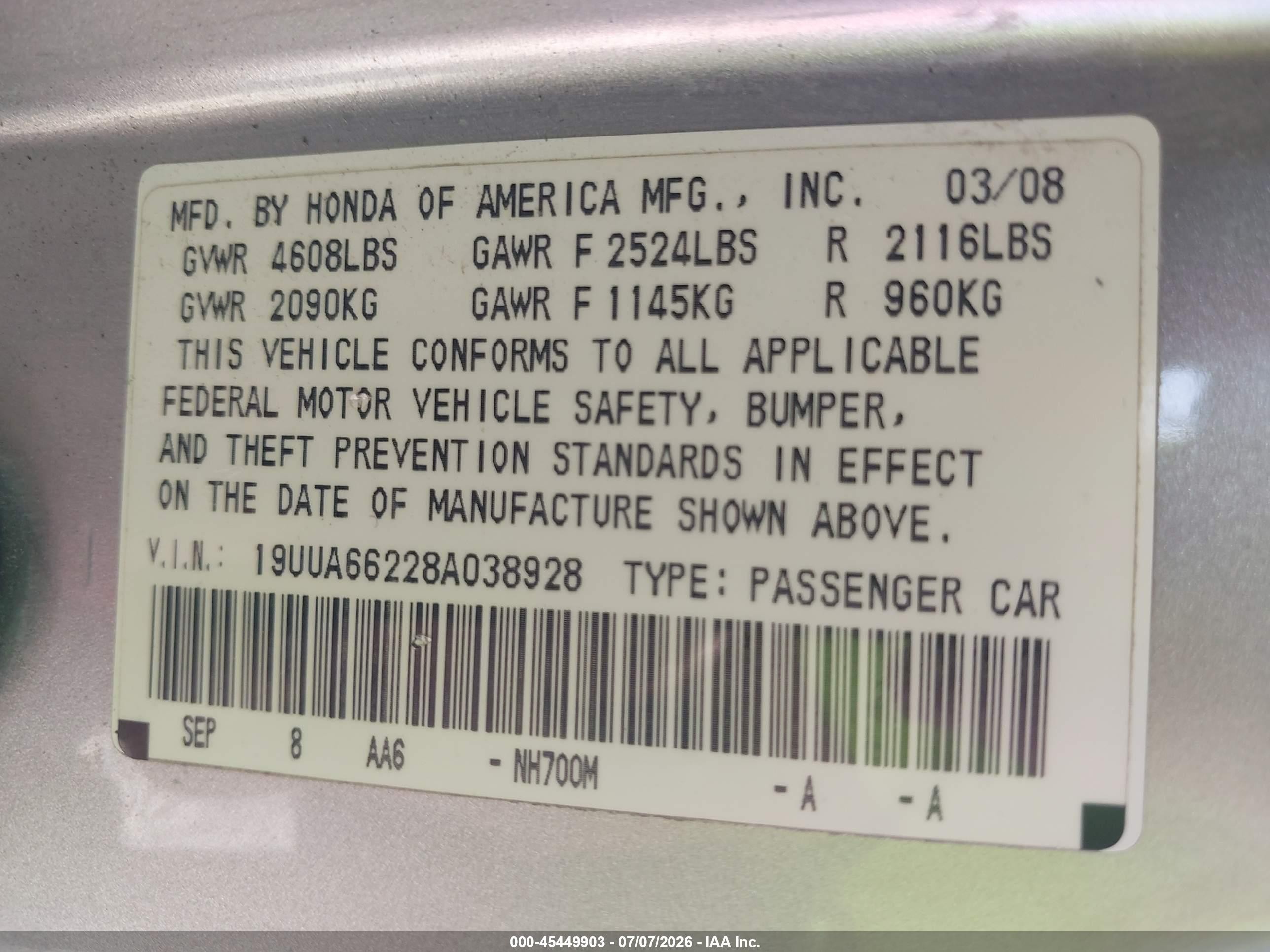 2008 Acura Tl 3.2 Silver vin: 19UUA66228A038928