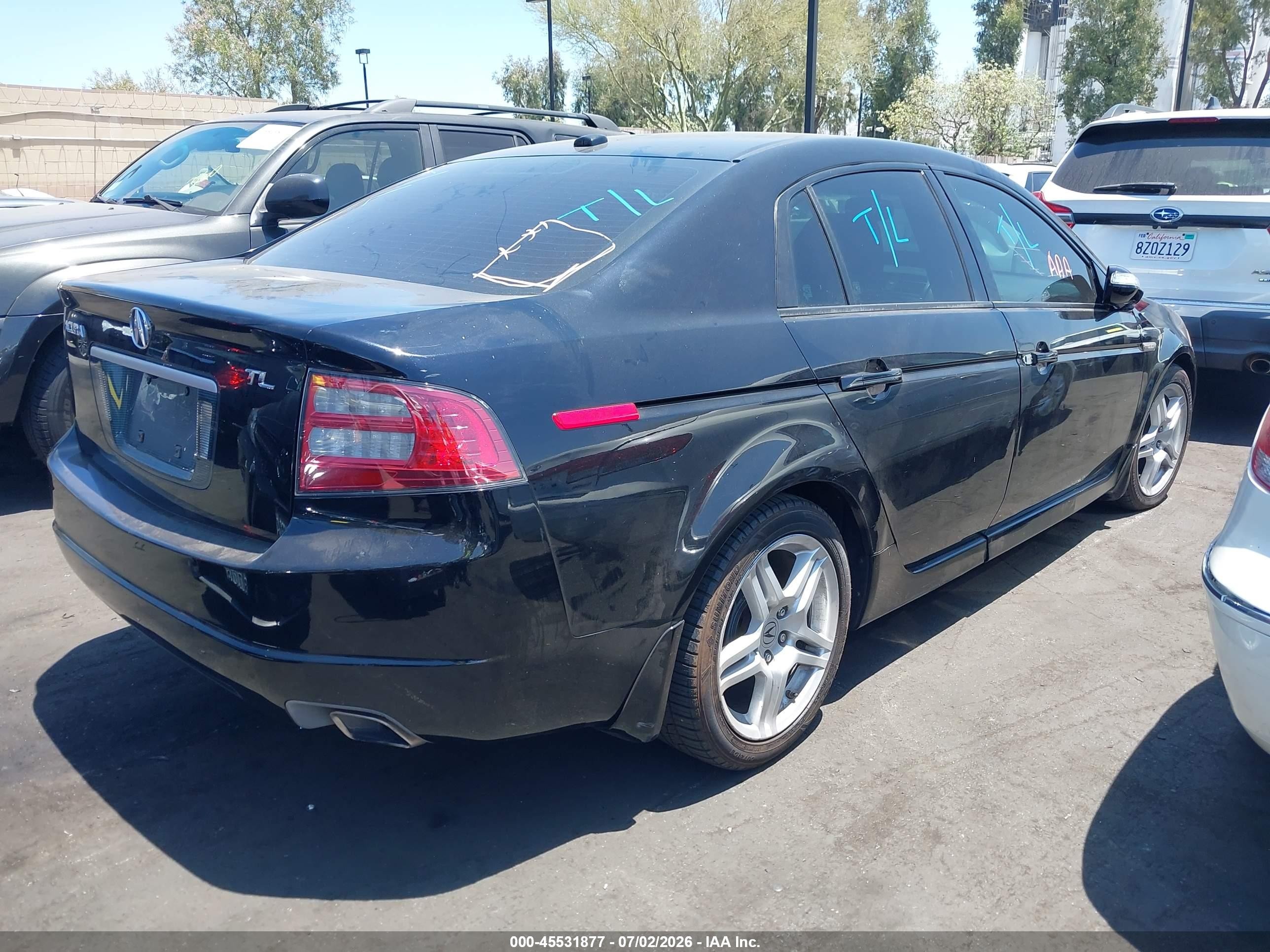 2007 Acura Tl 3.2 Black vin: 19UUA66237A043781