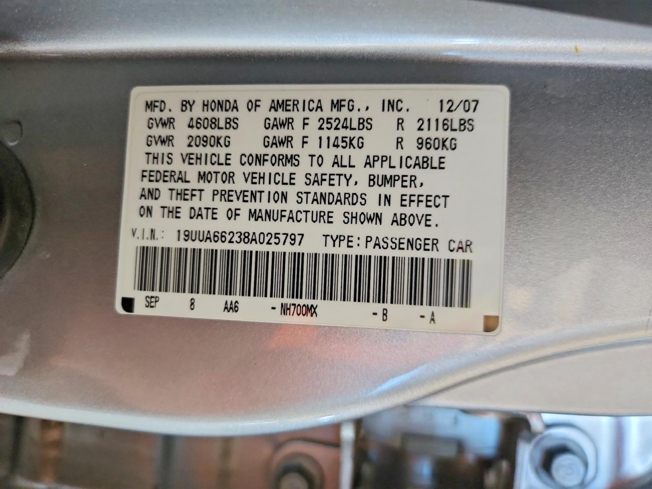2008 Acura Tl Gray vin: 19UUA66238A025797