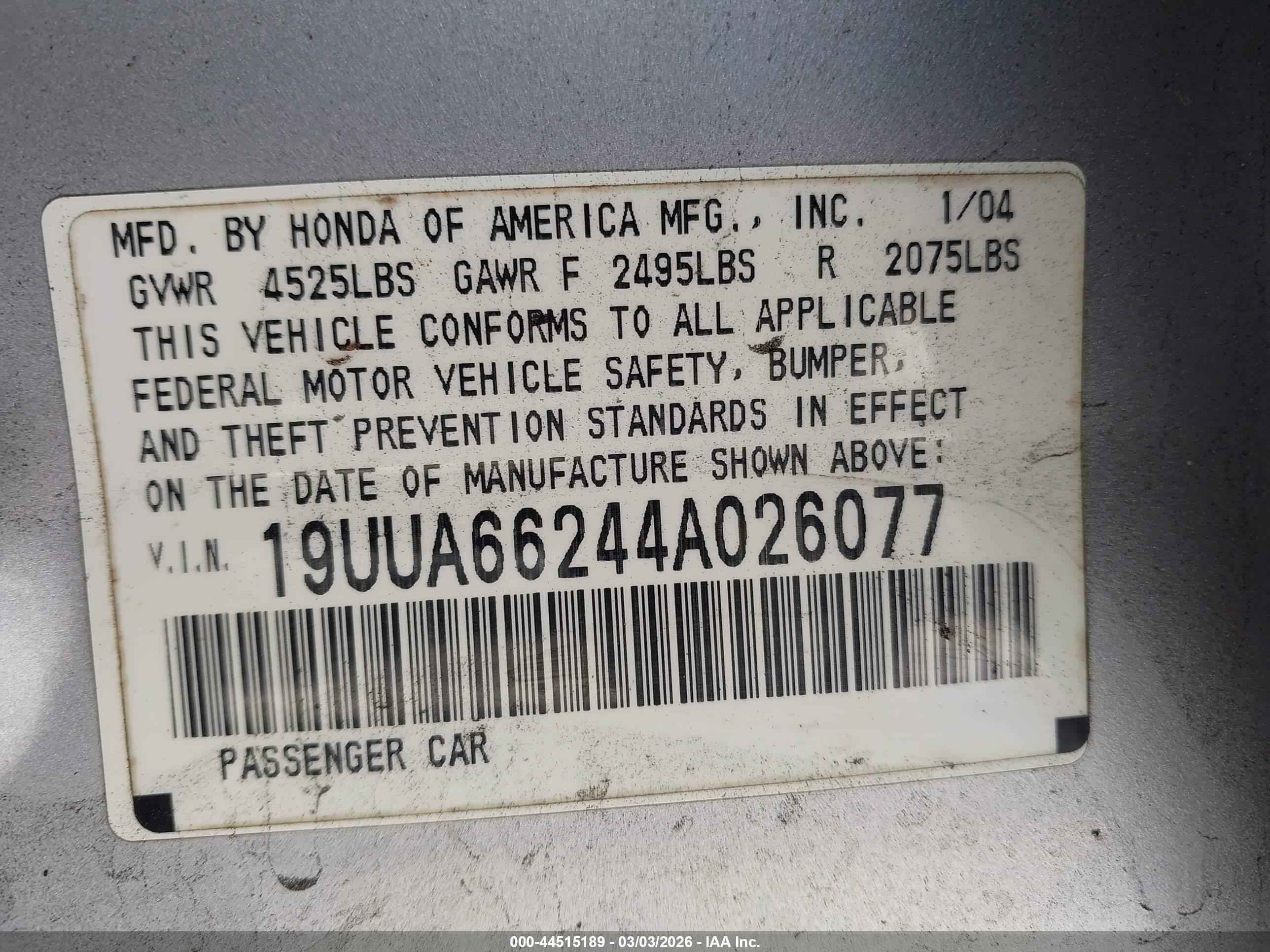 2004 Acura Tl   Silver vin: 19UUA66244A026077