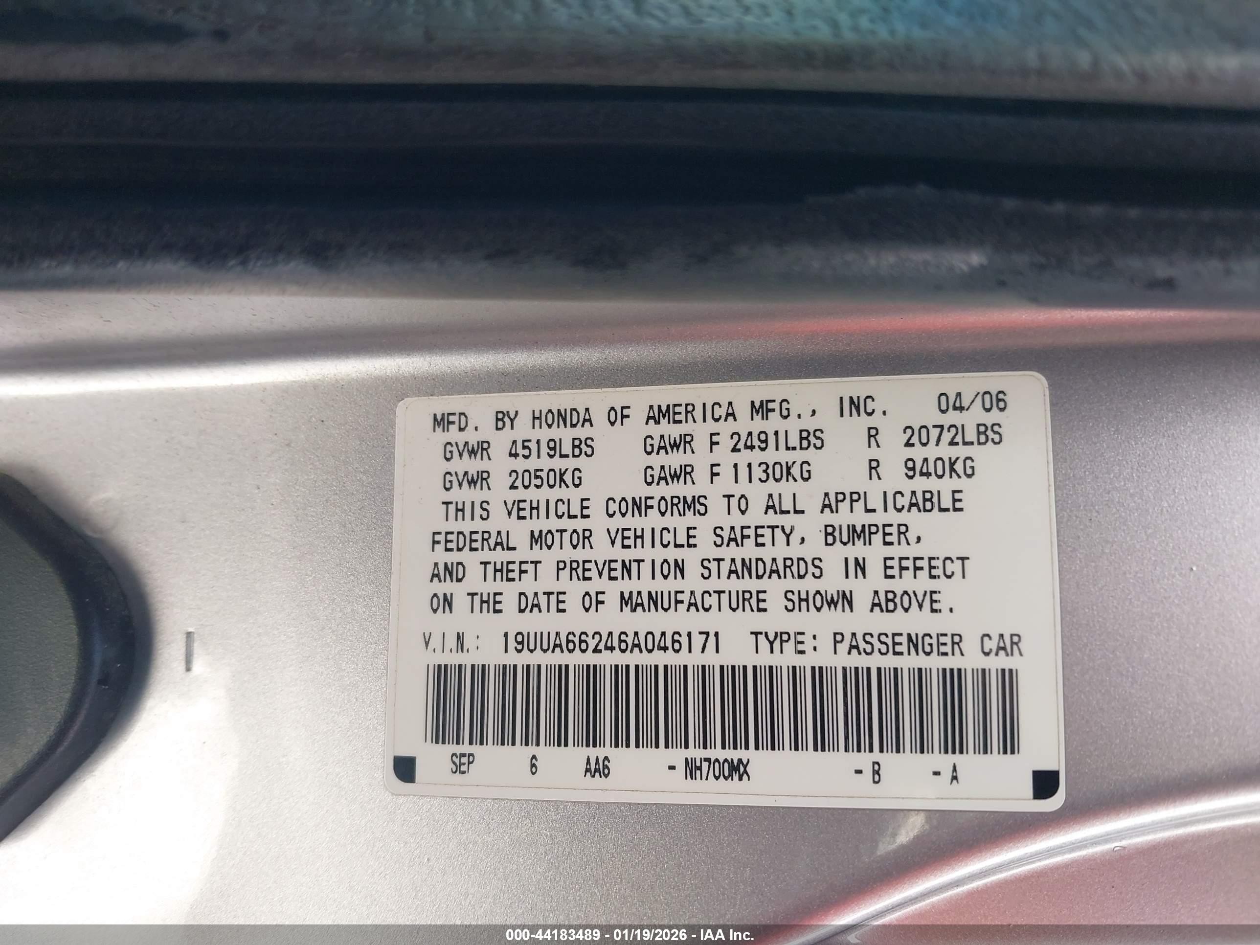2006 Acura Tl   Silver vin: 19UUA66246A046171