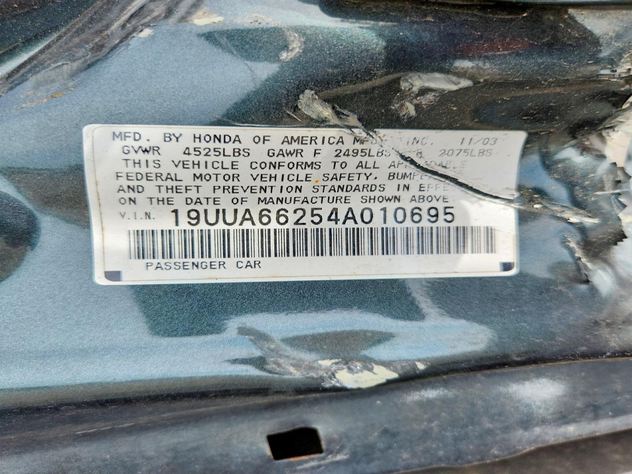 2004 Acura Tl Gray vin: 19UUA66254A010695