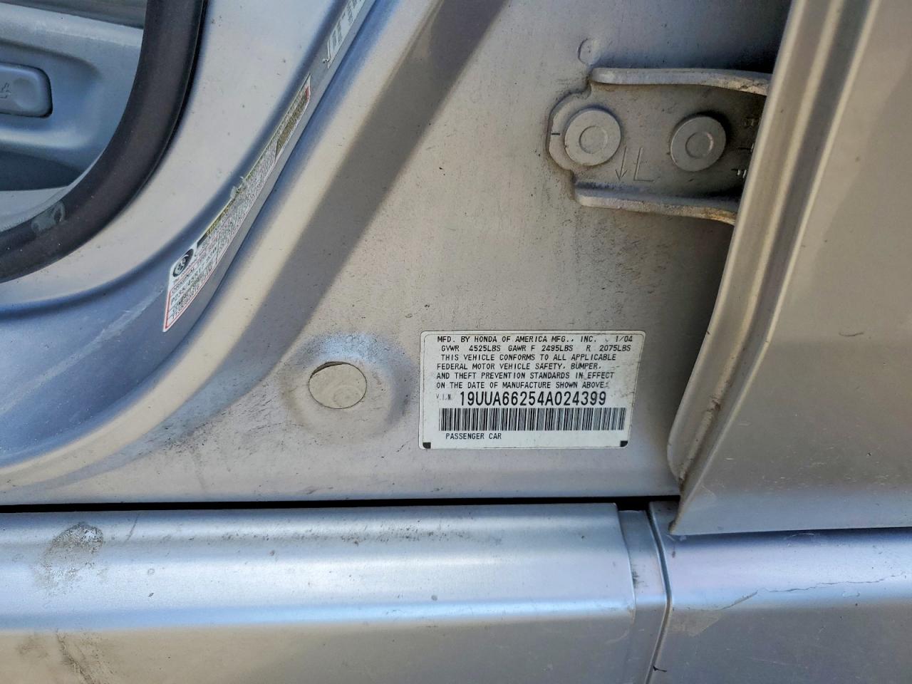 2004 Acura Tl Silver vin: 19UUA66254A024399