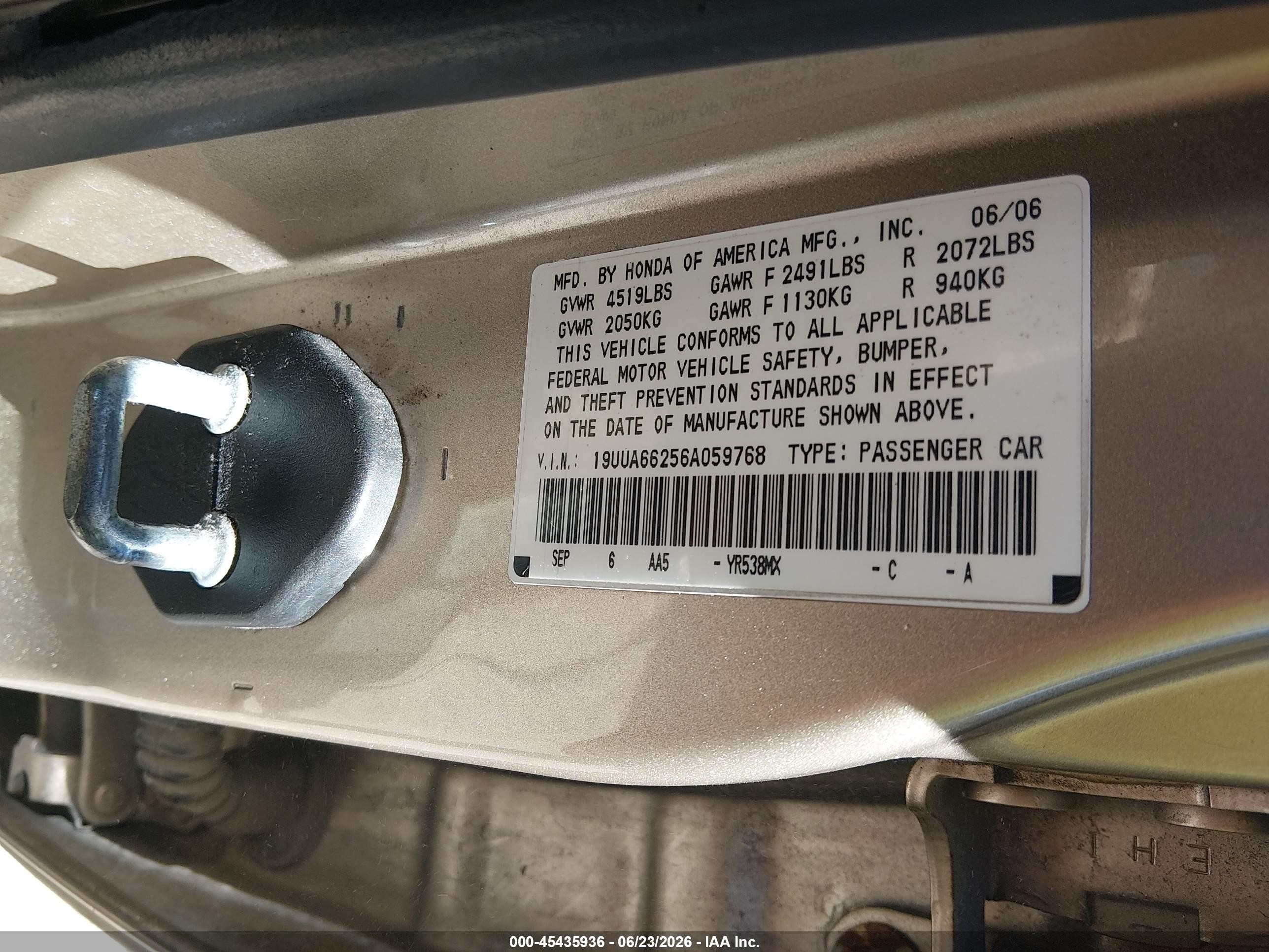 2006 Acura Tl   Желто-коричневый vin: 19UUA66256A059768