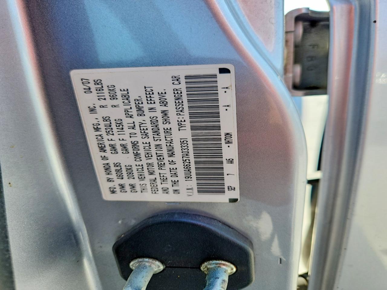 2007 Acura Tl Base Silver vin: 19UUA66257A033351