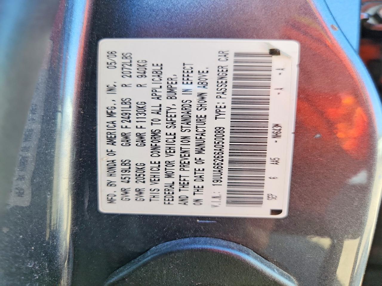 2006 Acura 3.2tl Gray vin: 19UUA66266A050089