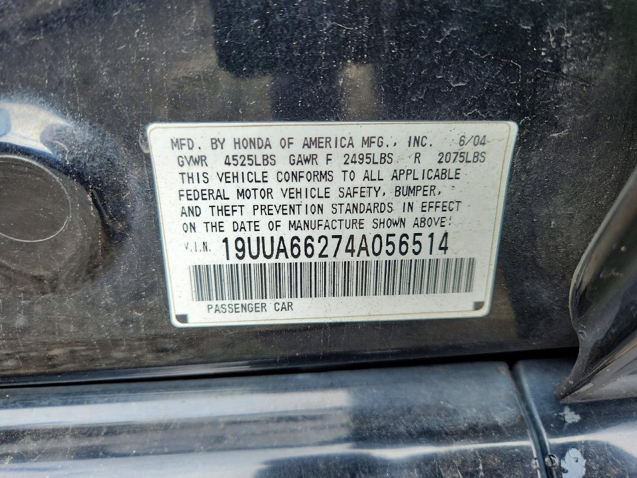 2004 Acura Tl Черный vin: 19UUA66274A056514