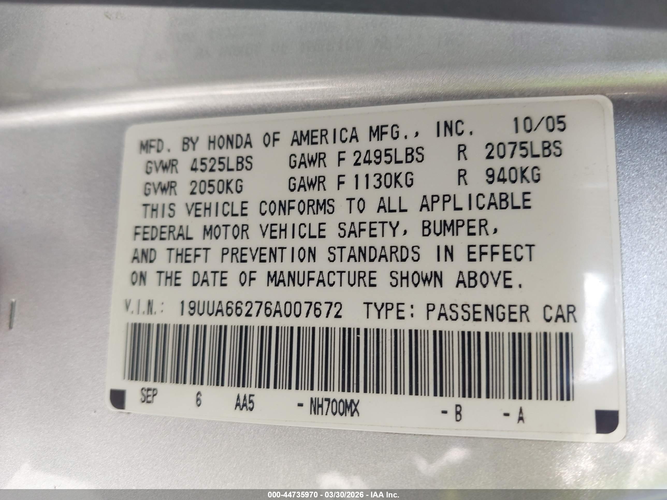 2006 Acura Tl   Silver vin: 19UUA66276A007672