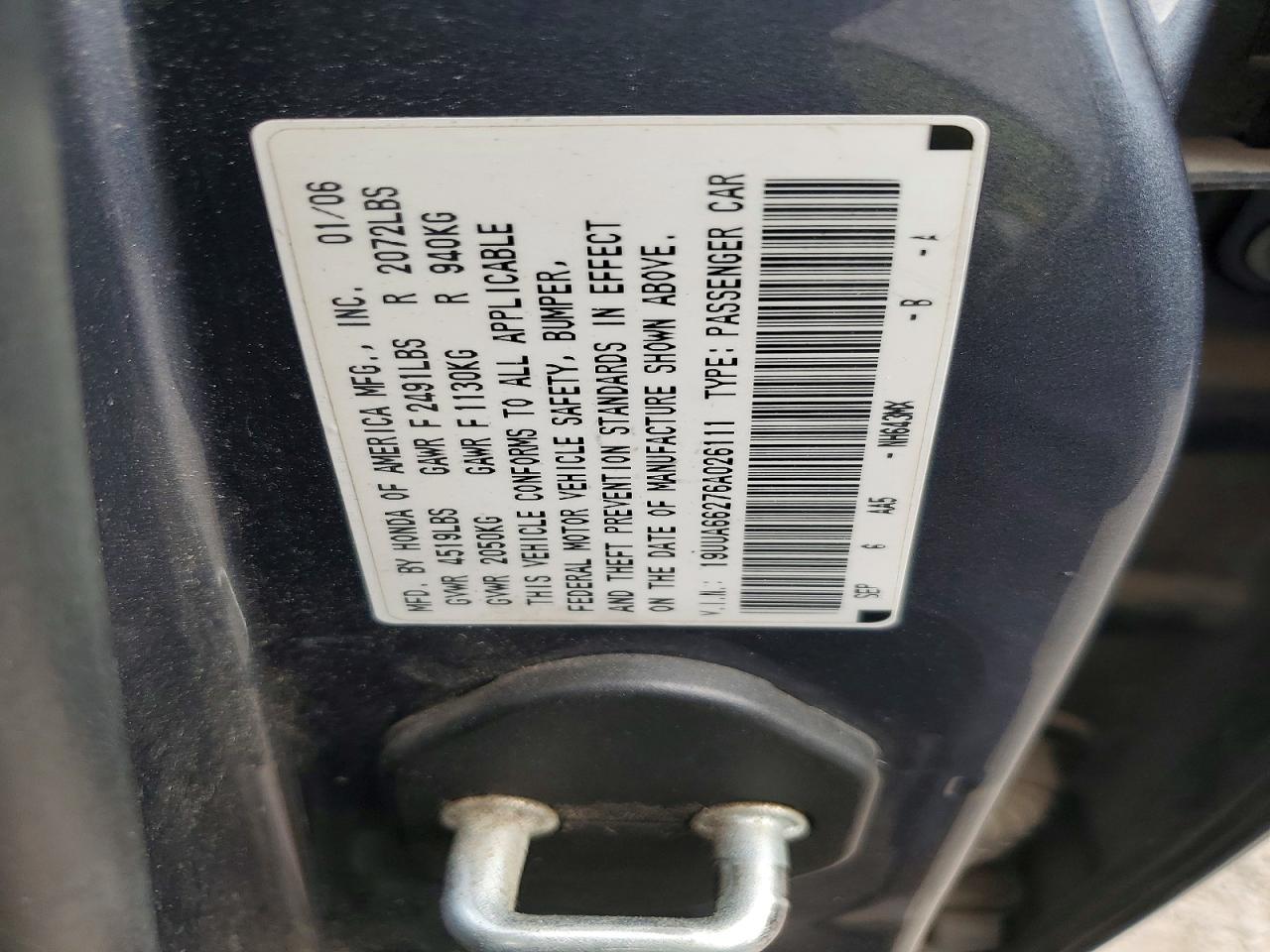 2006 Acura 3.2tl Type-s Gray vin: 19UUA66276A026111