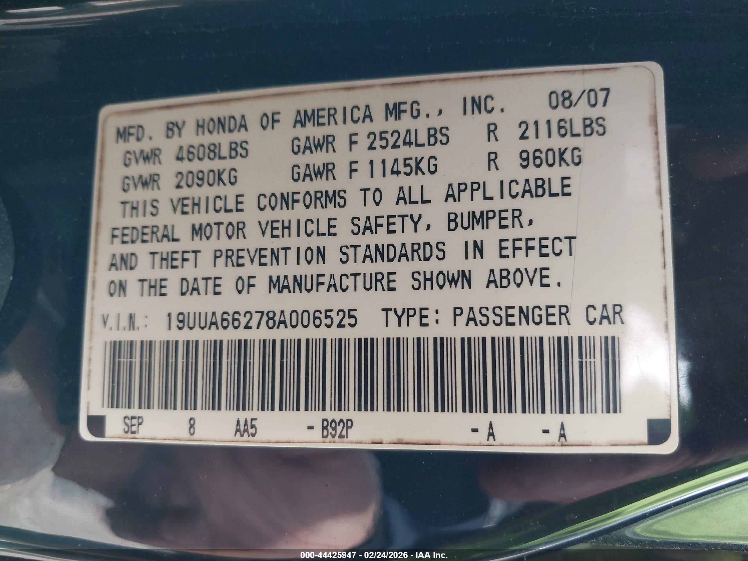 2008 Acura Tl 3.2 Black vin: 19UUA66278A006525
