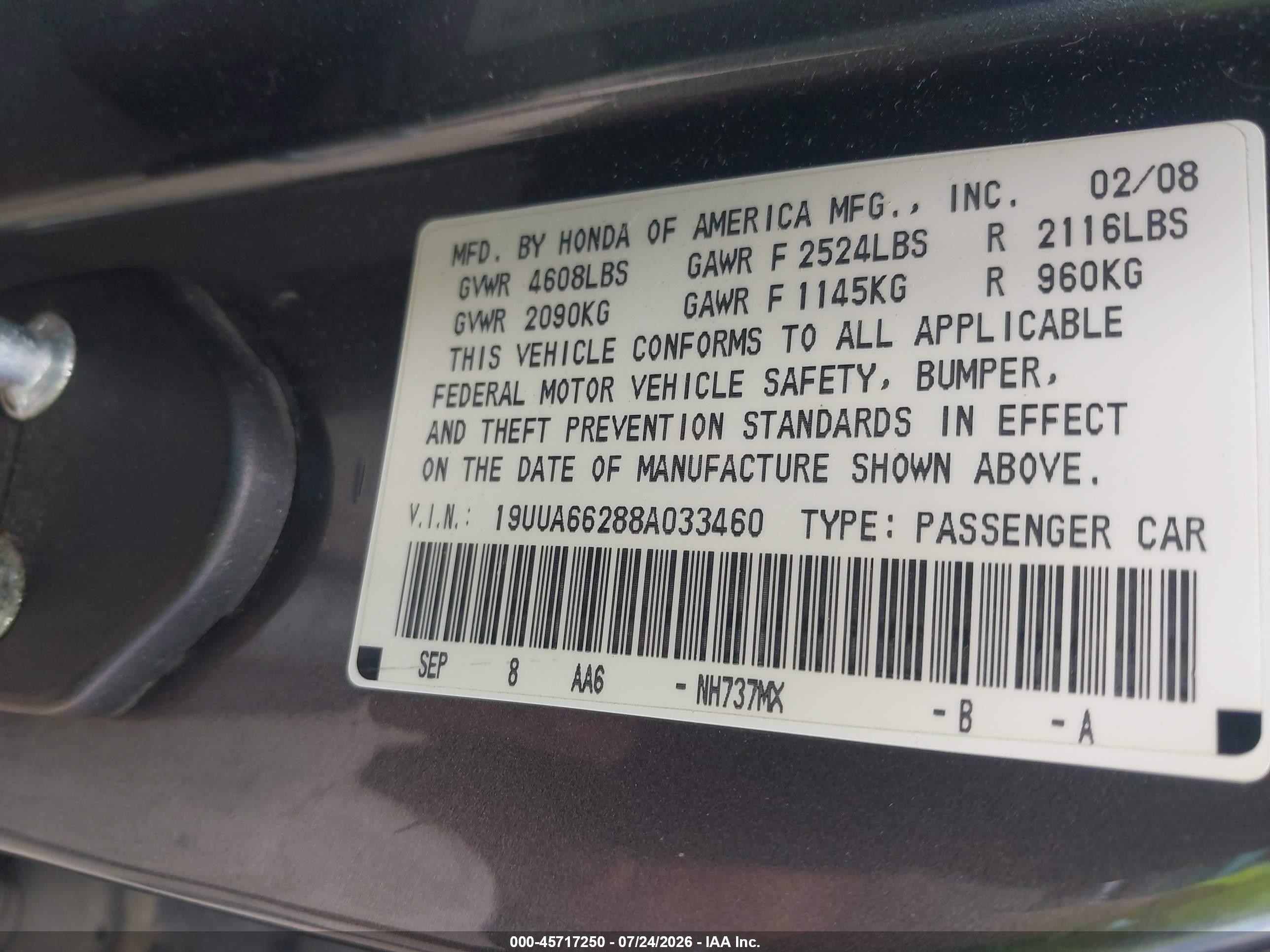 2008 Acura Tl 3.2 Gray vin: 19UUA66288A033460