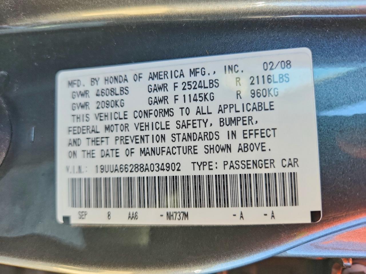 2008 Acura Tl Black vin: 19UUA66288A034902