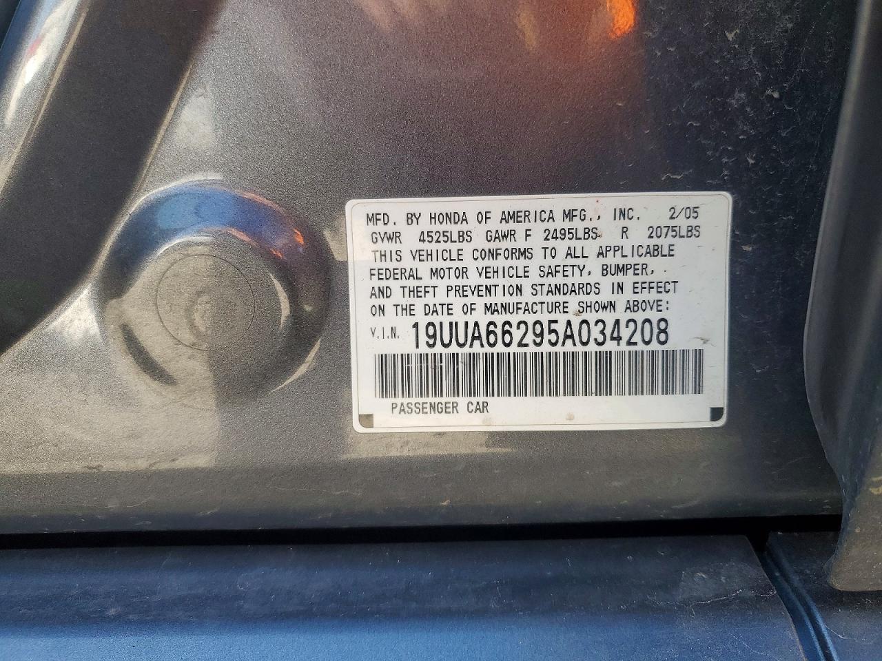2005 Acura Tl Серый vin: 19UUA66295A034208
