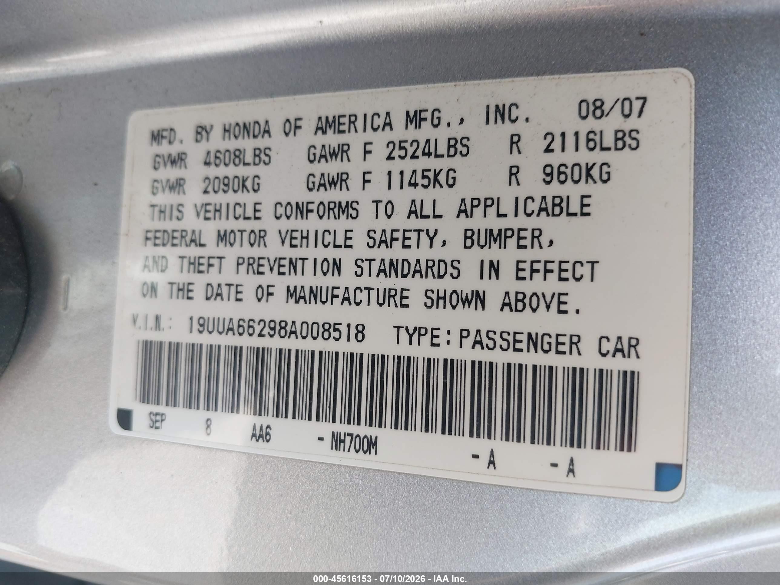 2008 Acura Tl 3.2 Silver vin: 19UUA66298A008518