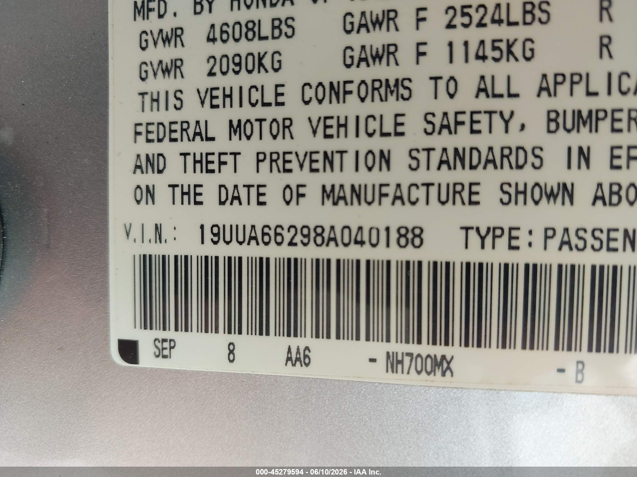 2008 Acura Tl 3.2 Silver vin: 19UUA66298A040188