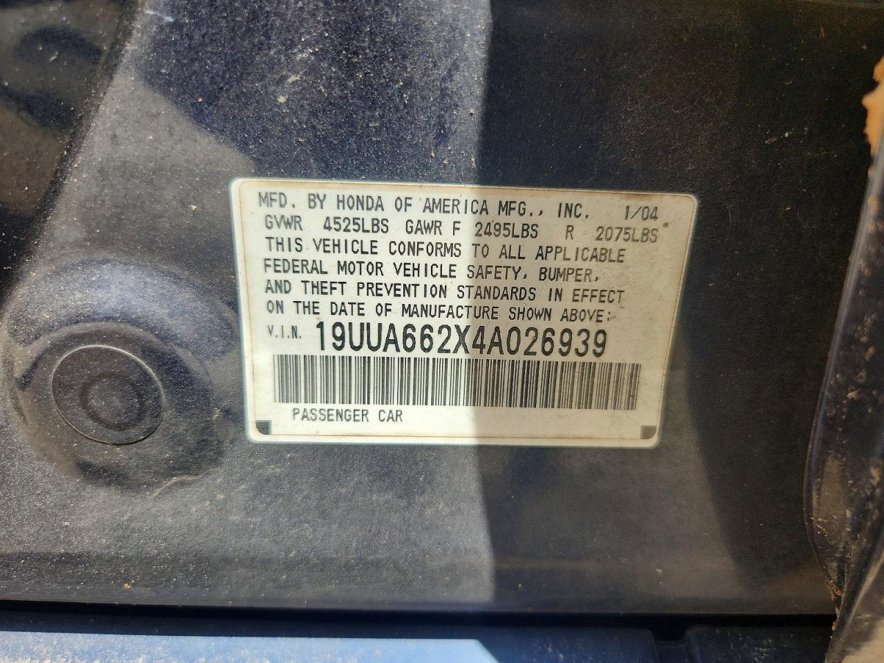 2004 Acura Tl Blue vin: 19UUA662X4A026939