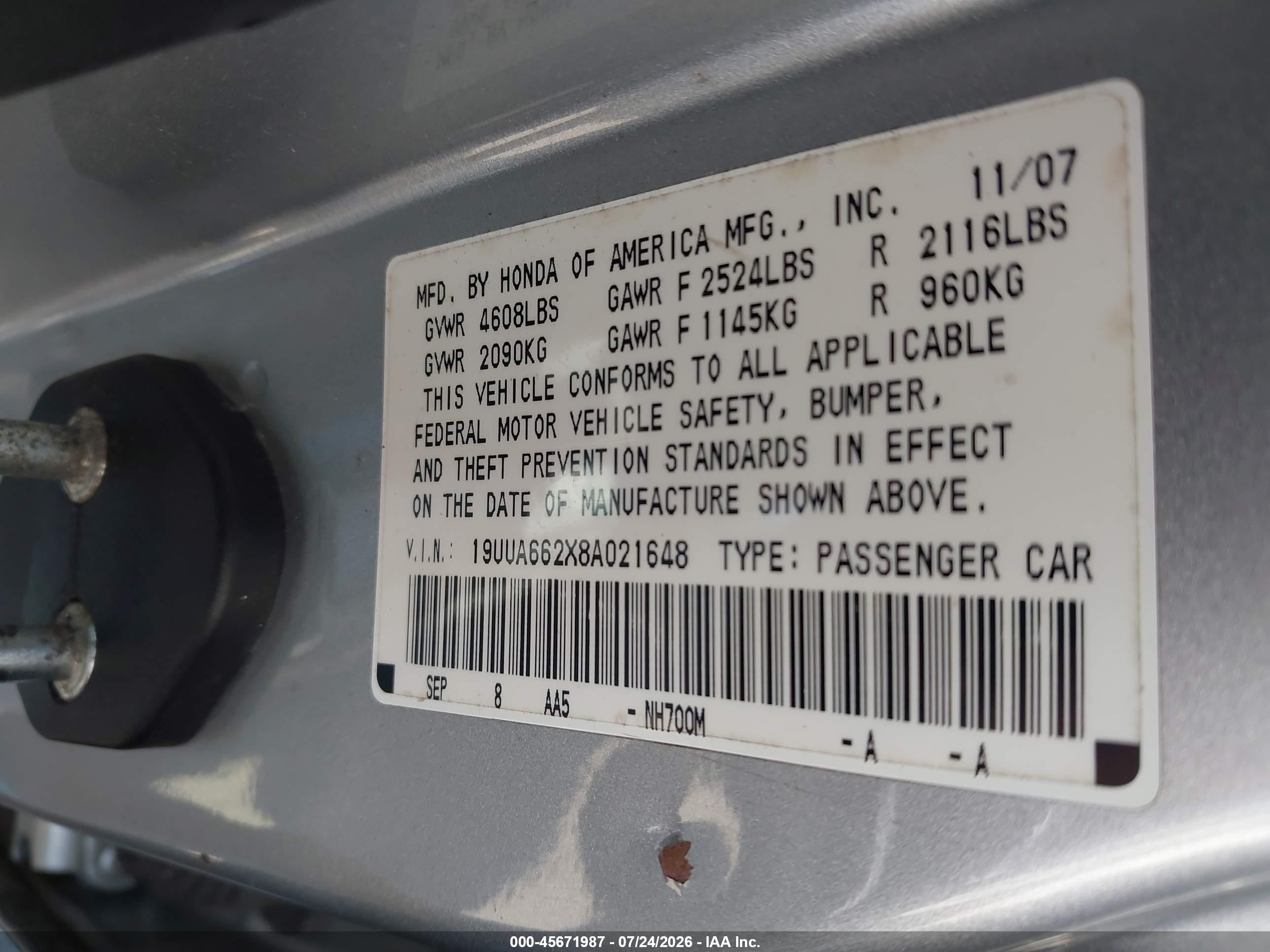 2008 Acura Tl 3.2 Silver vin: 19UUA662X8A021648