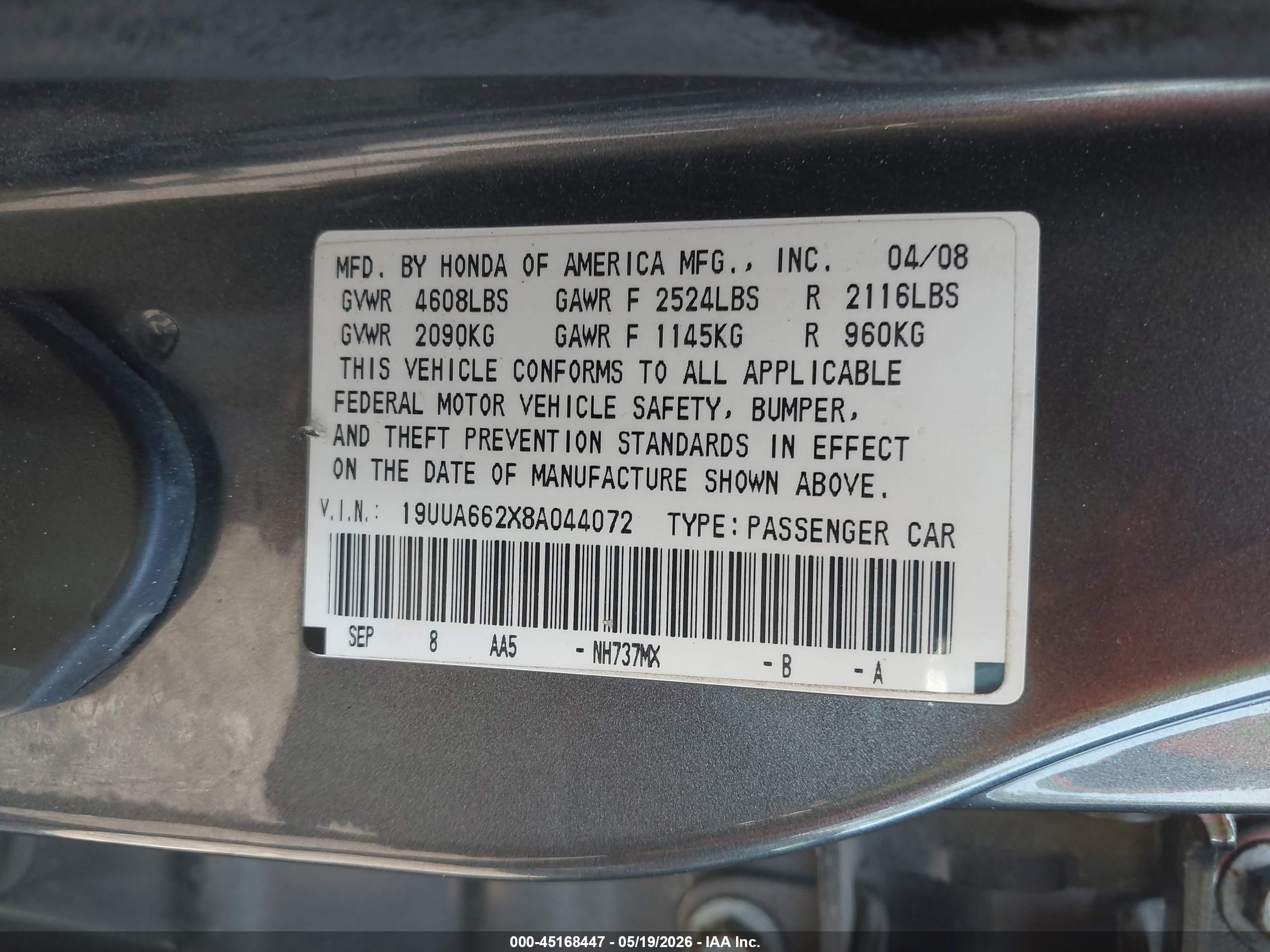 2008 Acura Tl 3.2 Коричневый vin: 19UUA662X8A044072