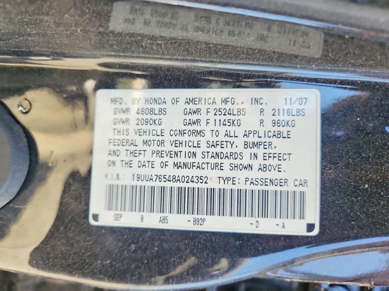 2008 Acura Tl Type S Blue vin: 19UUA76548A024352