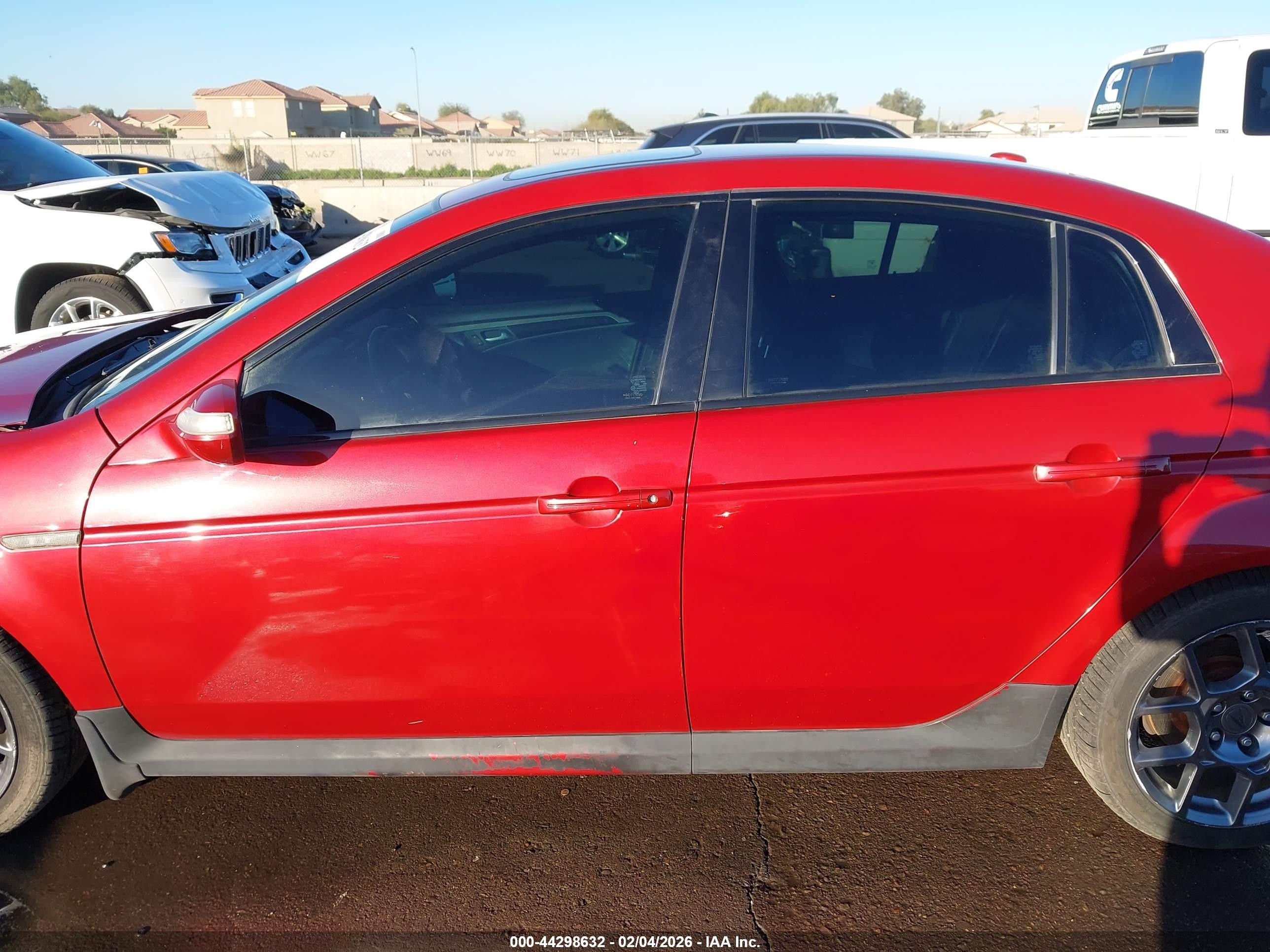 2008 Acura Tl Type S Red vin: 19UUA76578A034132