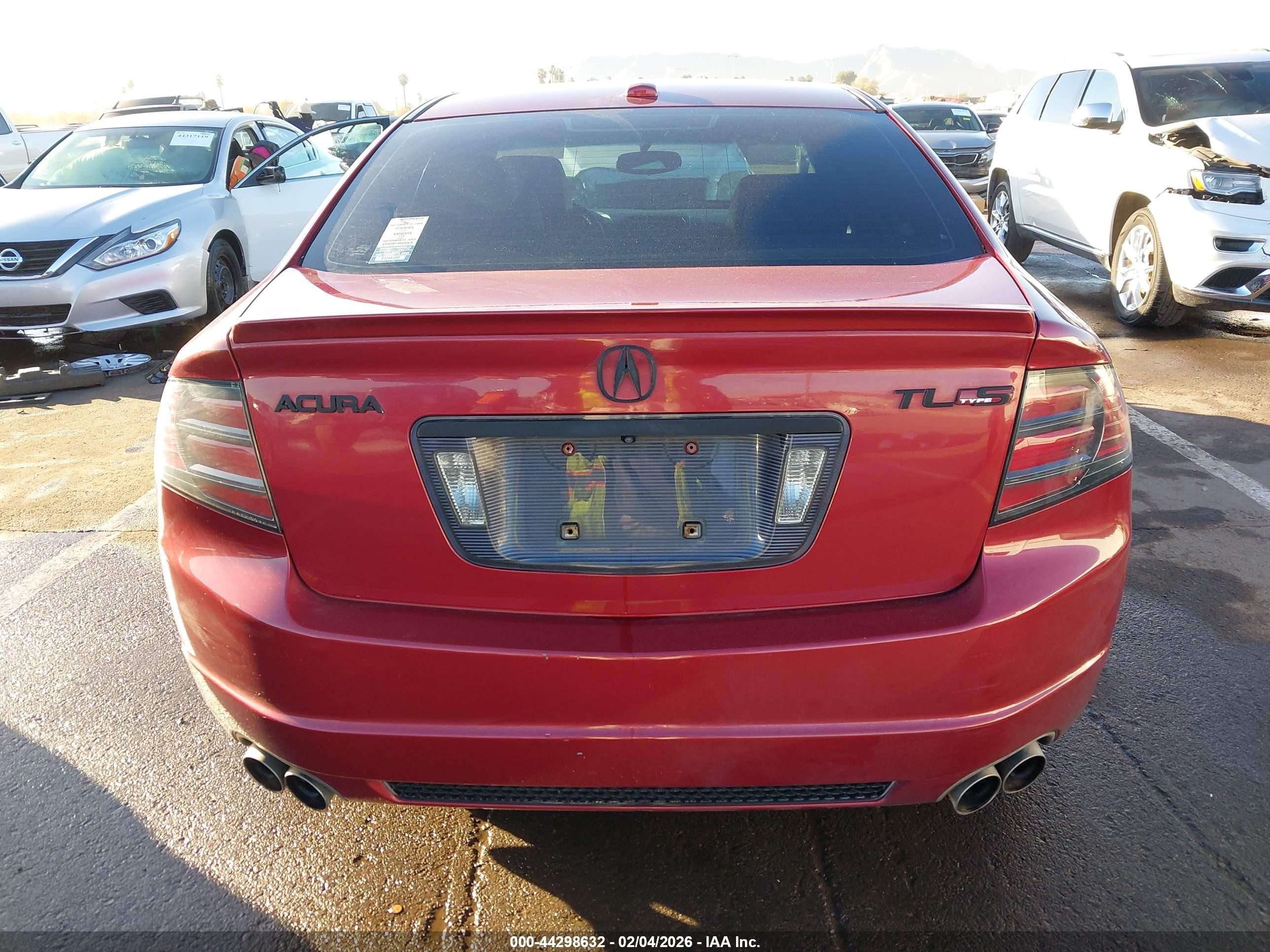 2008 Acura Tl Type S Red vin: 19UUA76578A034132