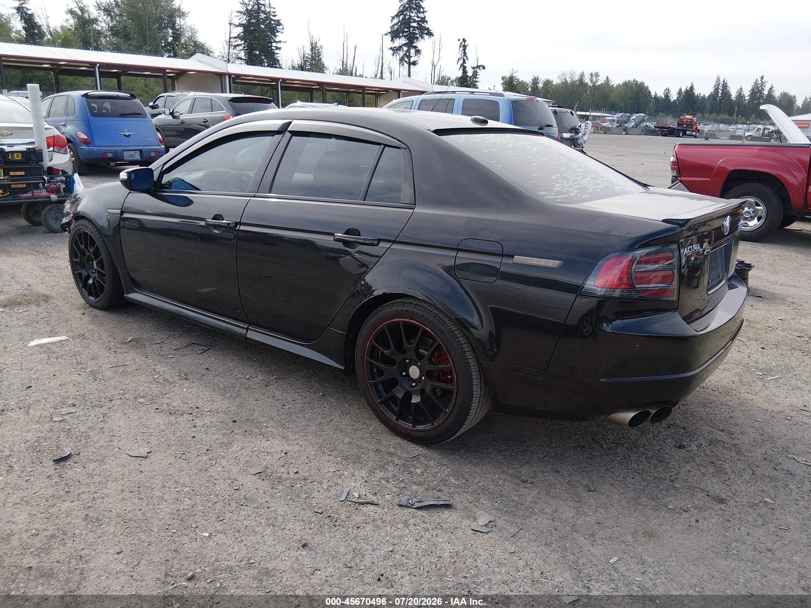2008 Acura Tl Type S Black vin: 19UUA76588A054857
