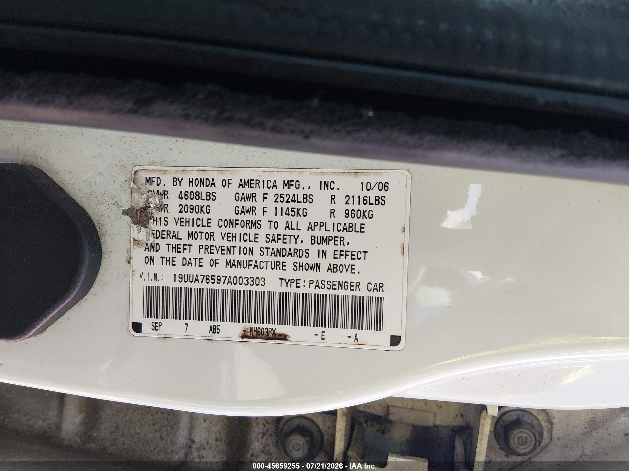 2007 Acura Tl Type S Silver vin: 19UUA76597A003303