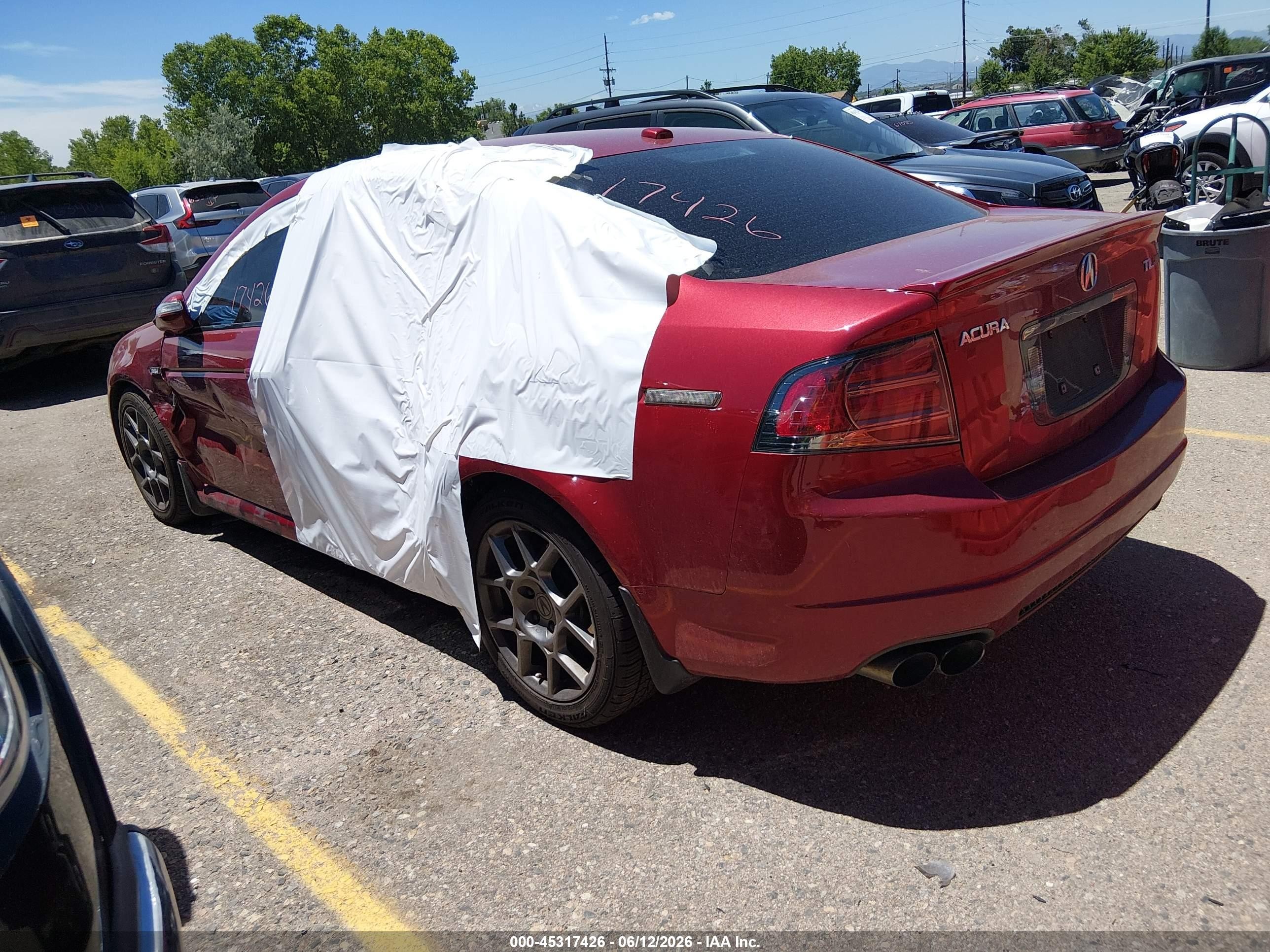 2007 Acura Tl Type S Red vin: 19UUA76597A039234