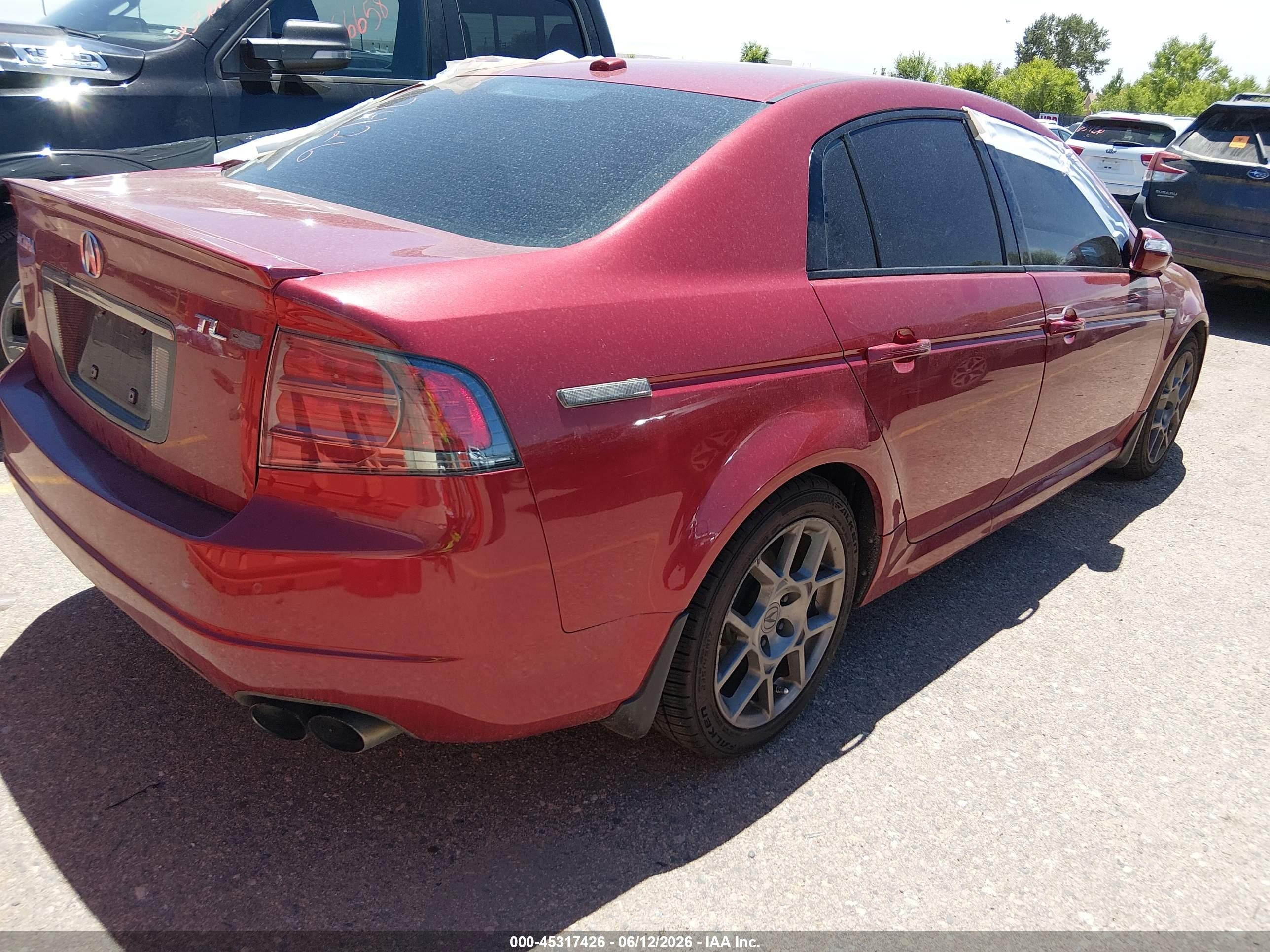 2007 Acura Tl Type S Red vin: 19UUA76597A039234