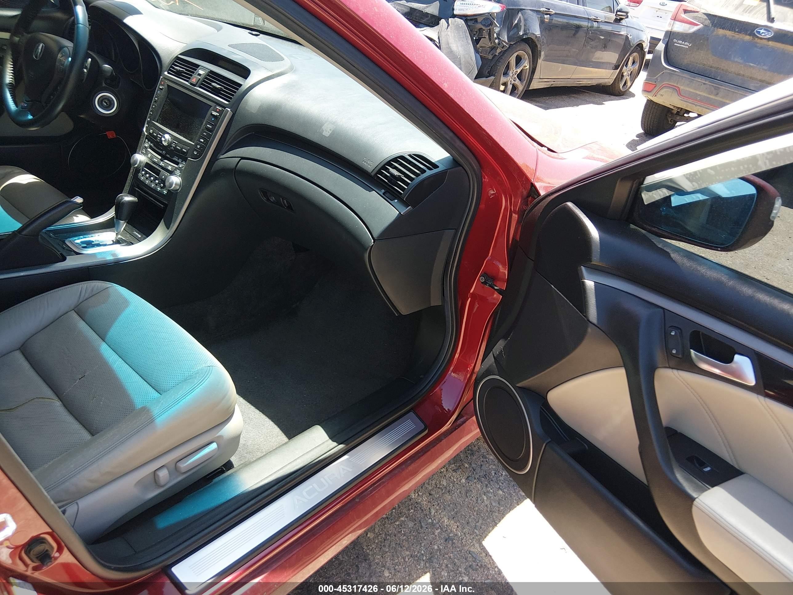 2007 Acura Tl Type S Red vin: 19UUA76597A039234