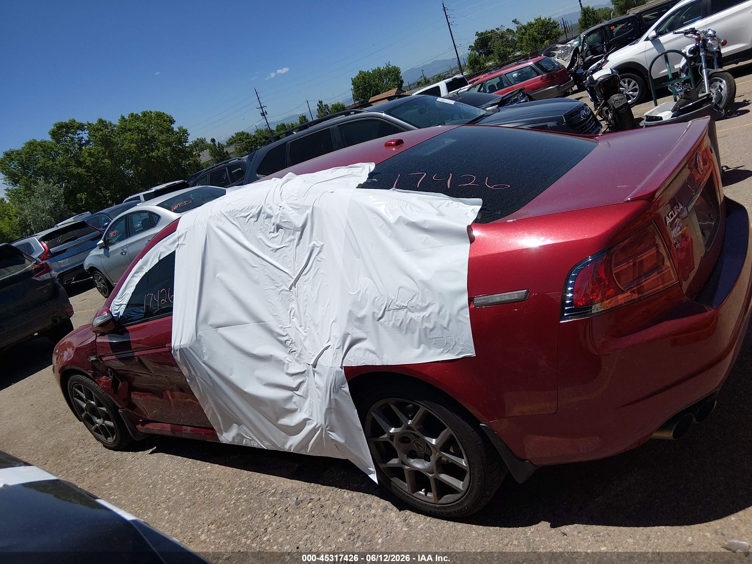 2007 Acura Tl Type S Red vin: 19UUA76597A039234