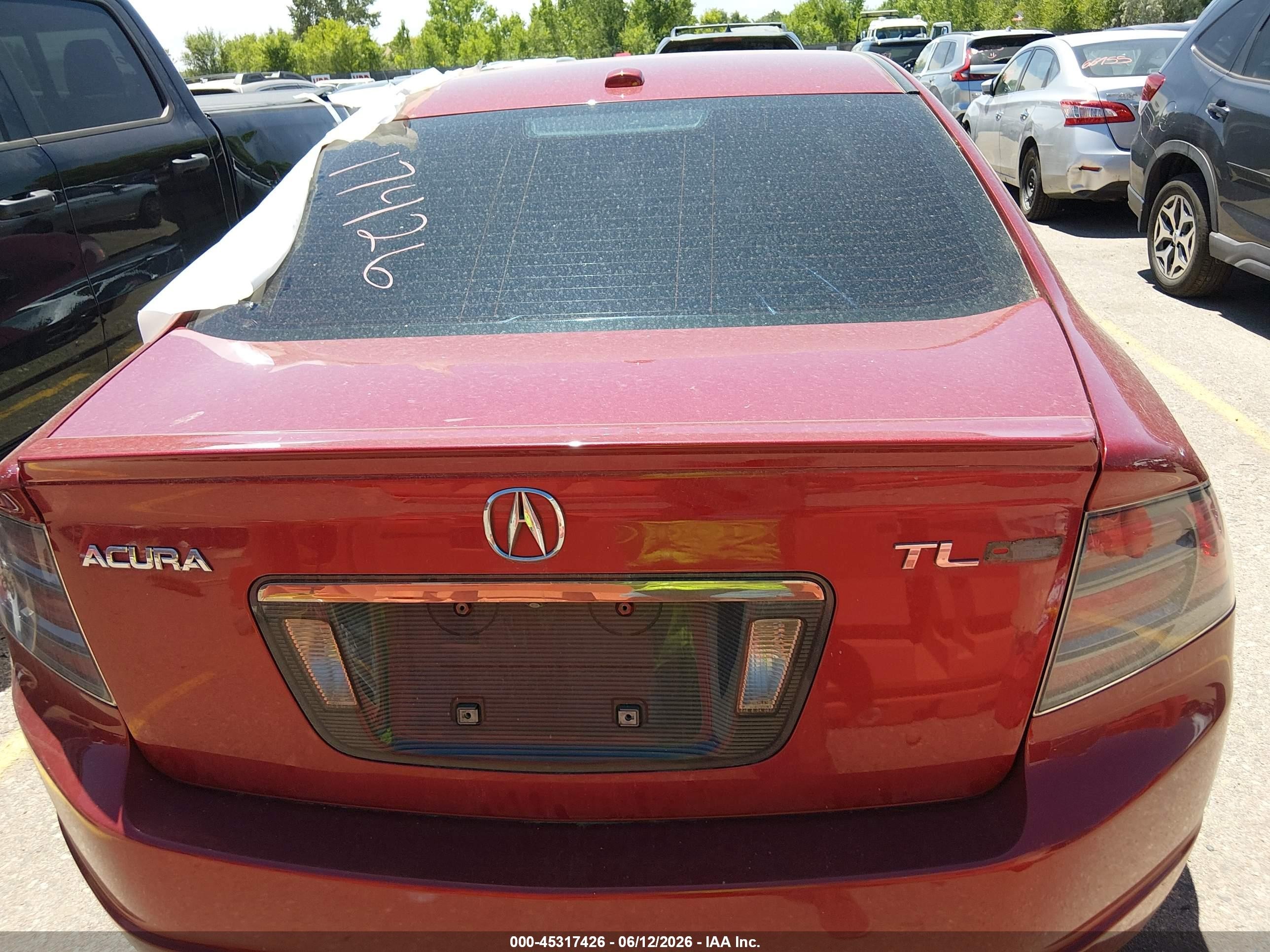 2007 Acura Tl Type S Red vin: 19UUA76597A039234