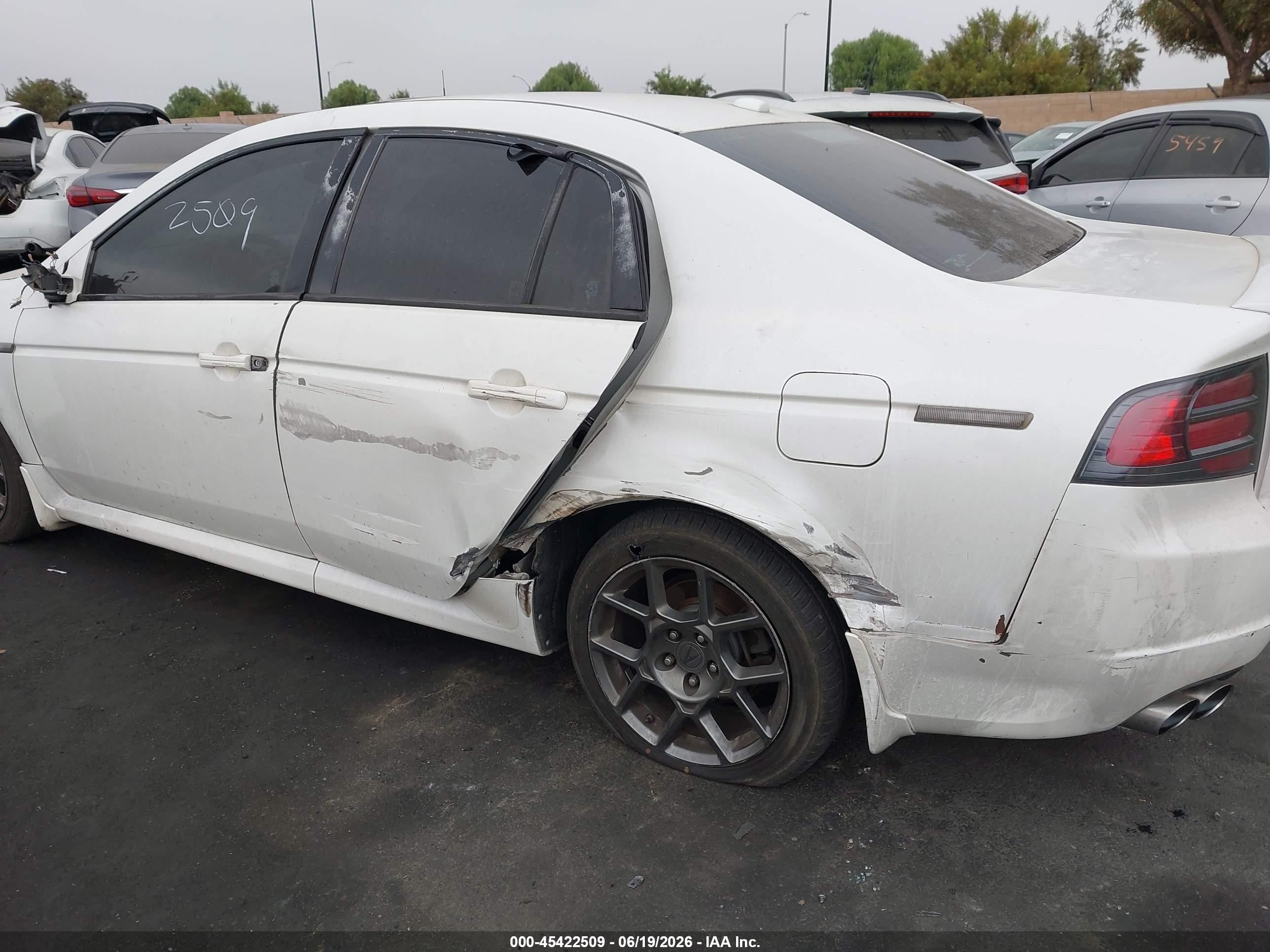 2007 Acura Tl Type S White vin: 19UUA76597A048063