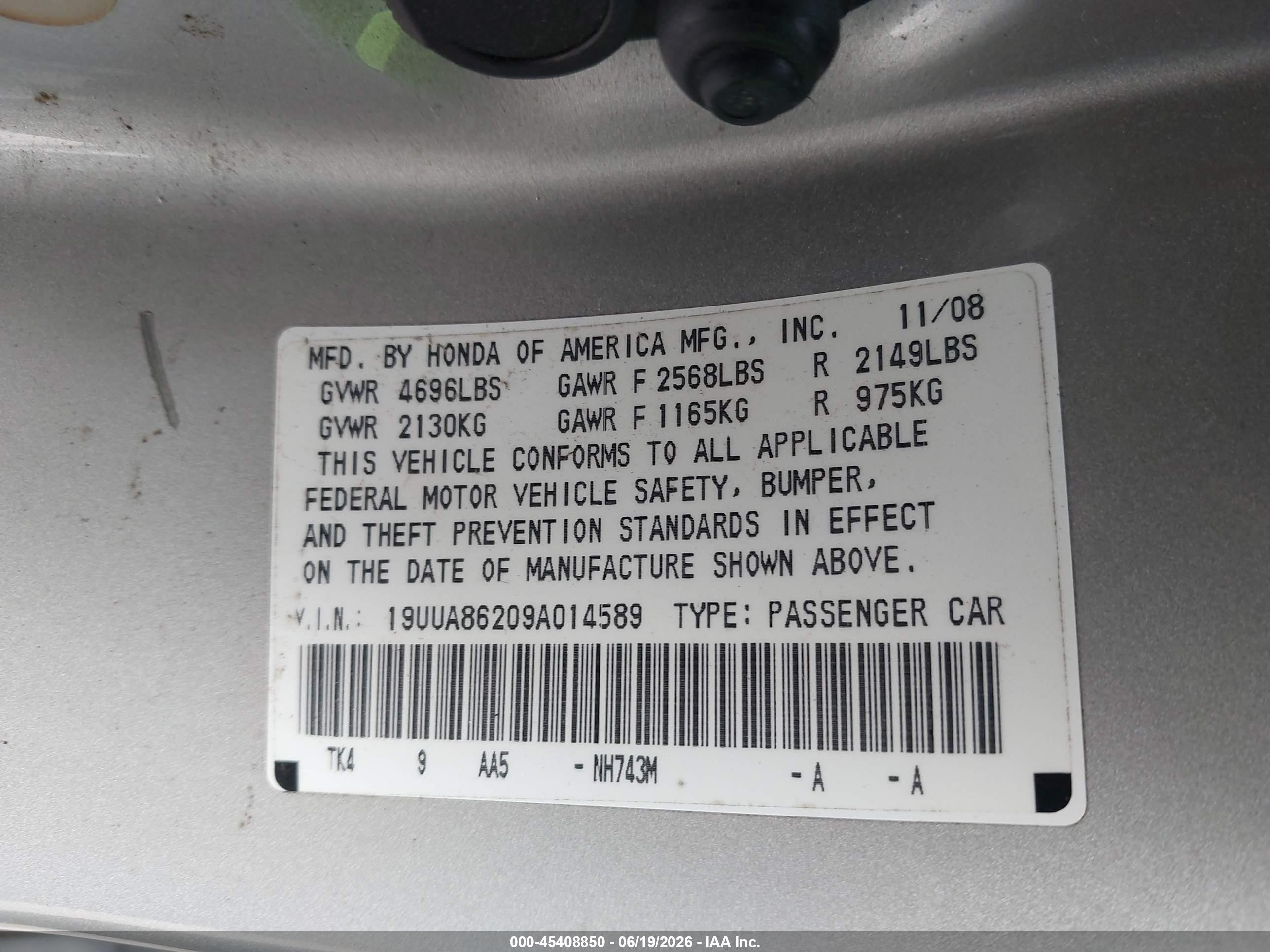 2009 Acura Tl 3.5 Silver vin: 19UUA86209A014589